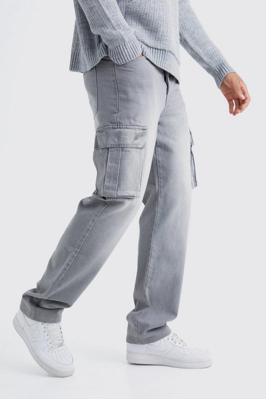 Tall Relaxed Rigid Cargo Jeans by BOOHOOMAN