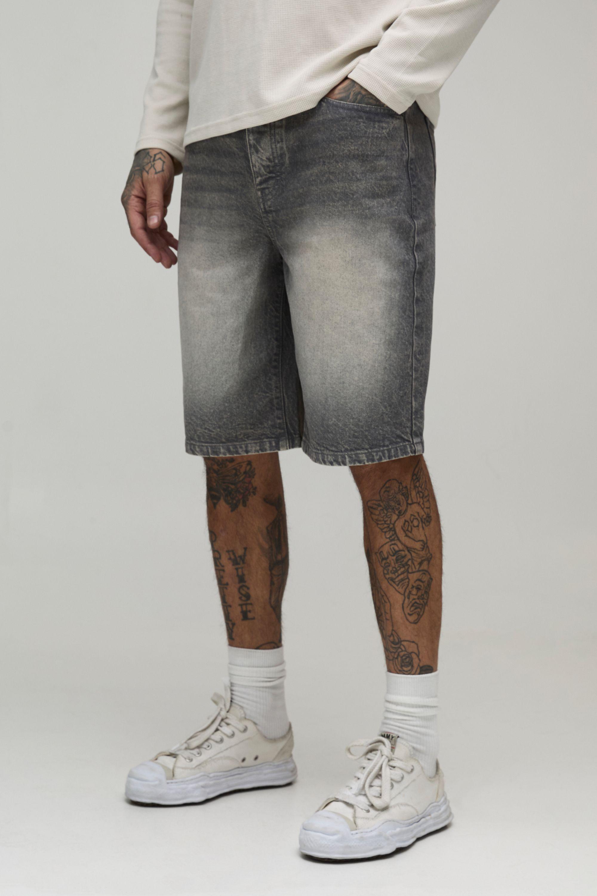 Tall Relaxed Rigid Denim Shorts by BOOHOOMAN