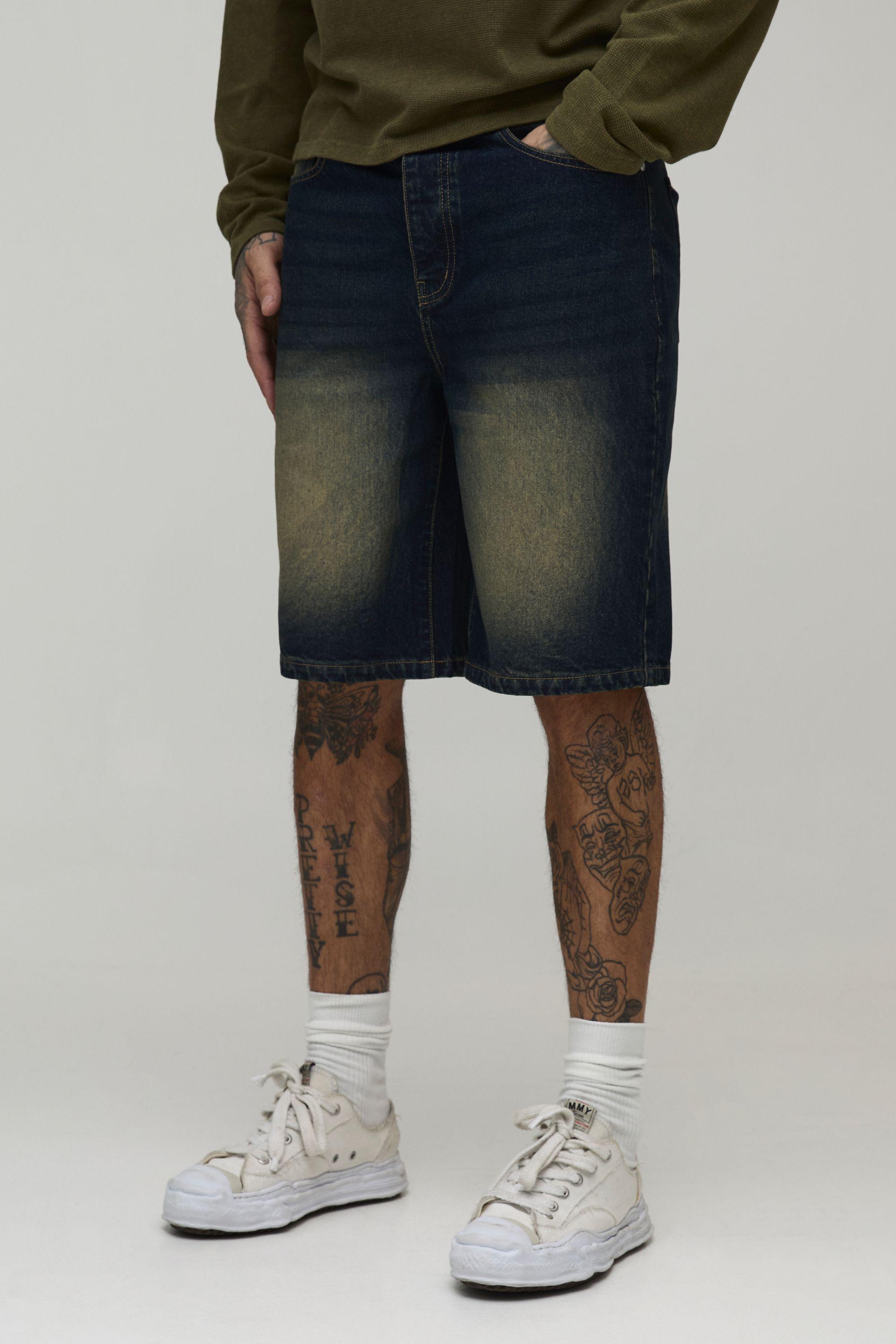 Tall Relaxed Rigid Denim Shorts by BOOHOOMAN