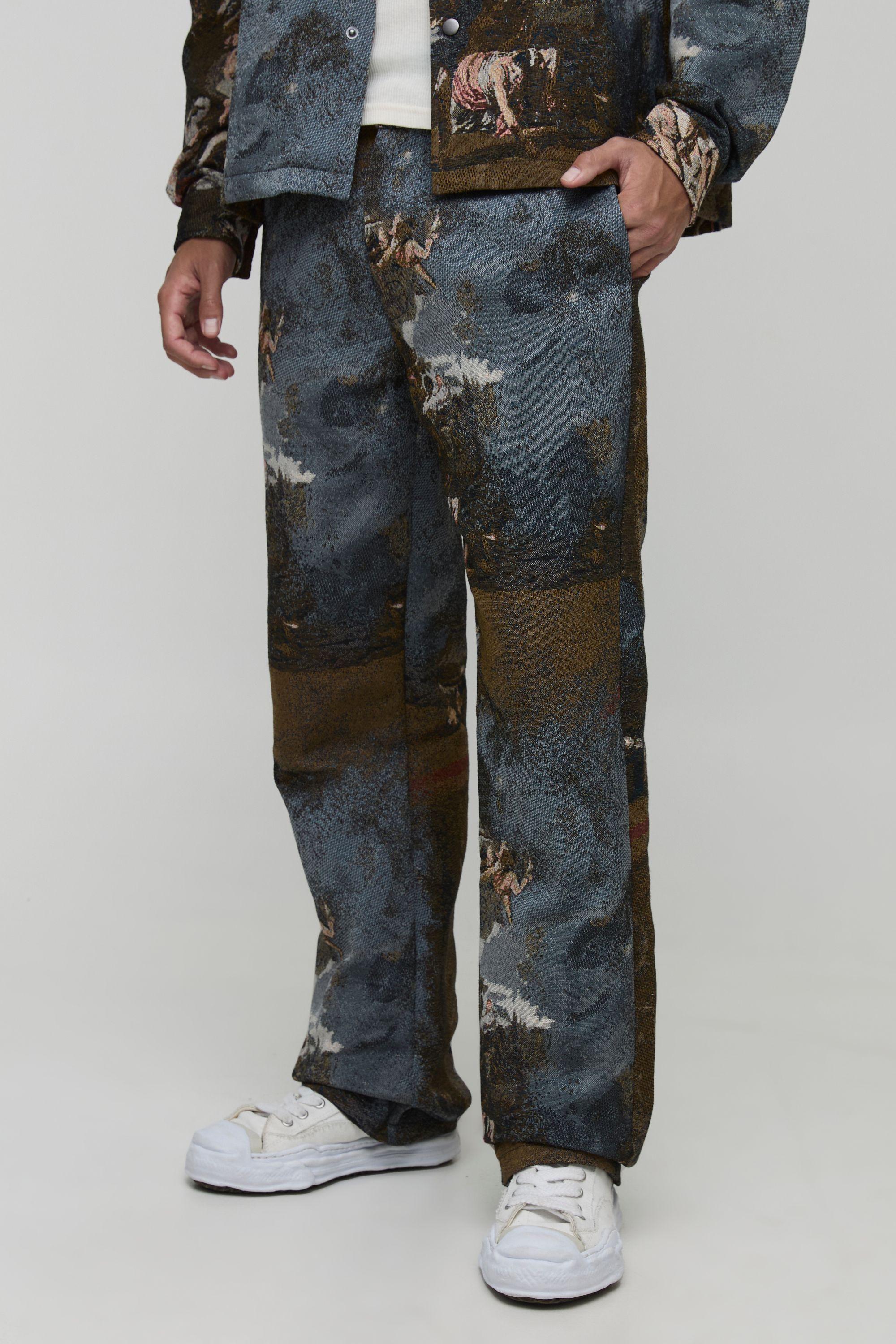 Tall Renaissance Tapestry Relaxed Fit Trousers by BOOHOOMAN