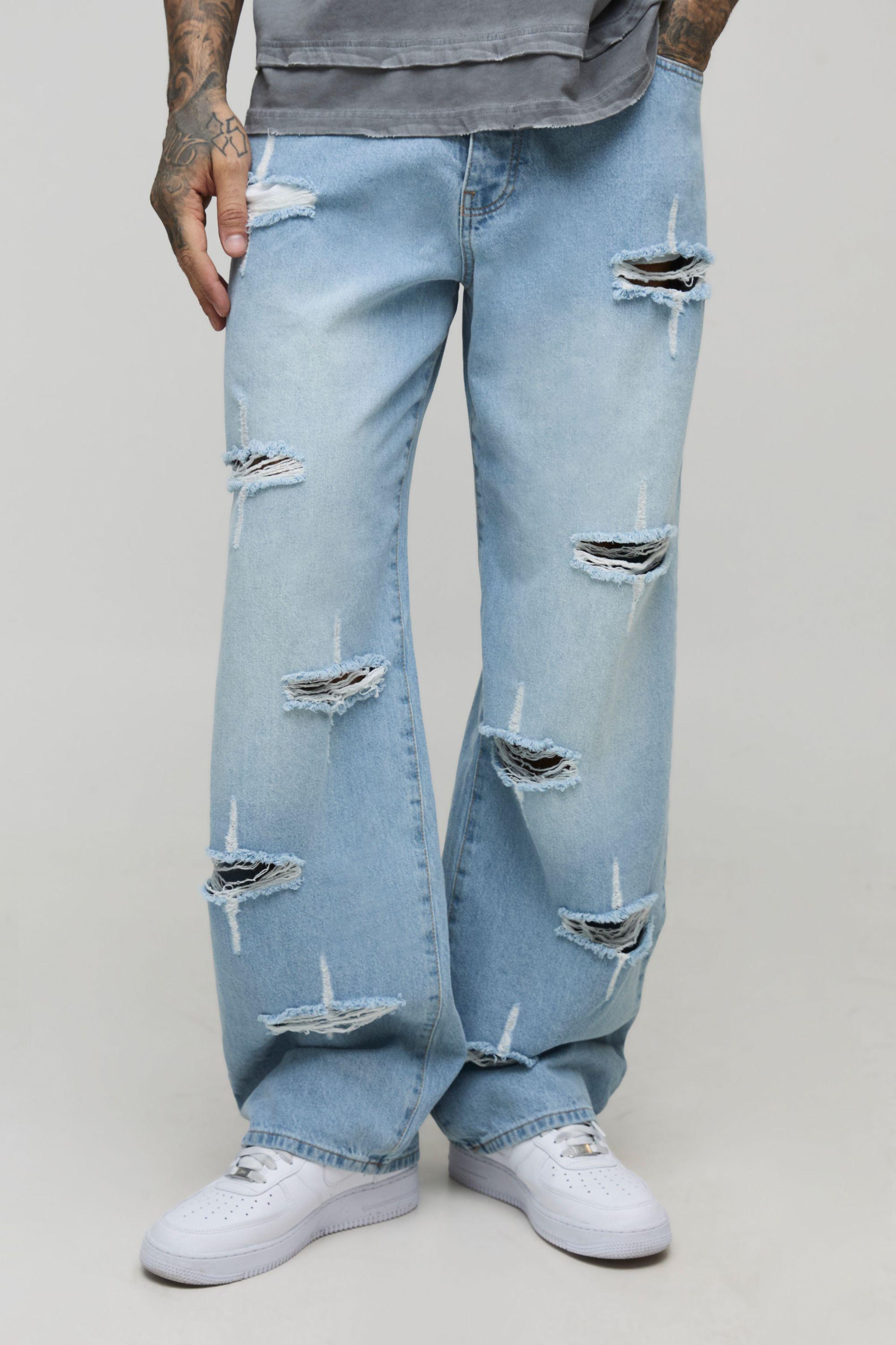 Tall Rigid Star Distressed Relaxed Fit Jeans by BOOHOOMAN