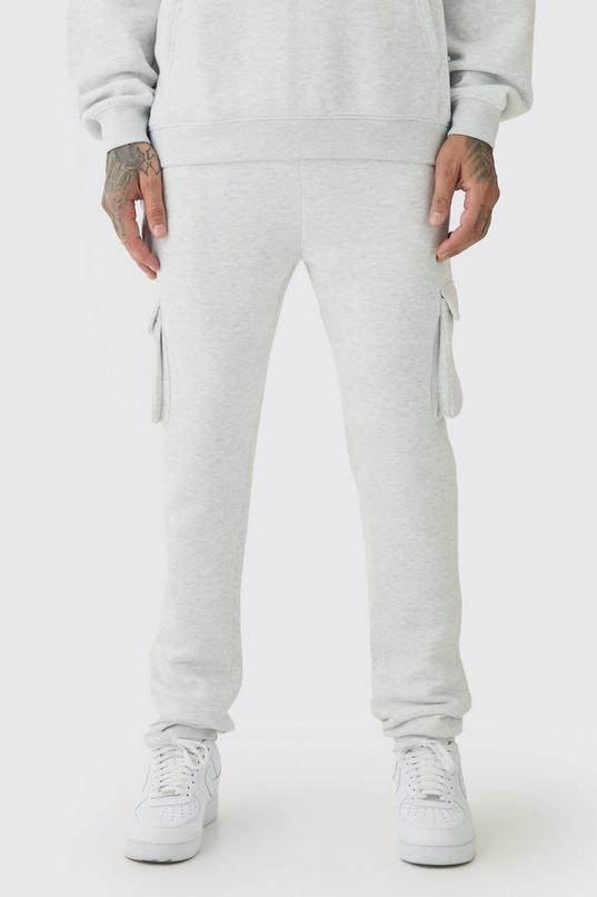 Tall Skinny Fit Cargo Joggers In Grey Marl by BOOHOOMAN
