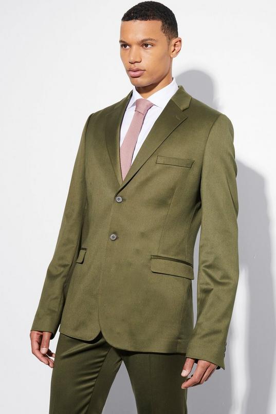 Tall Skinny Satin Suit Jacket by BOOHOOMAN