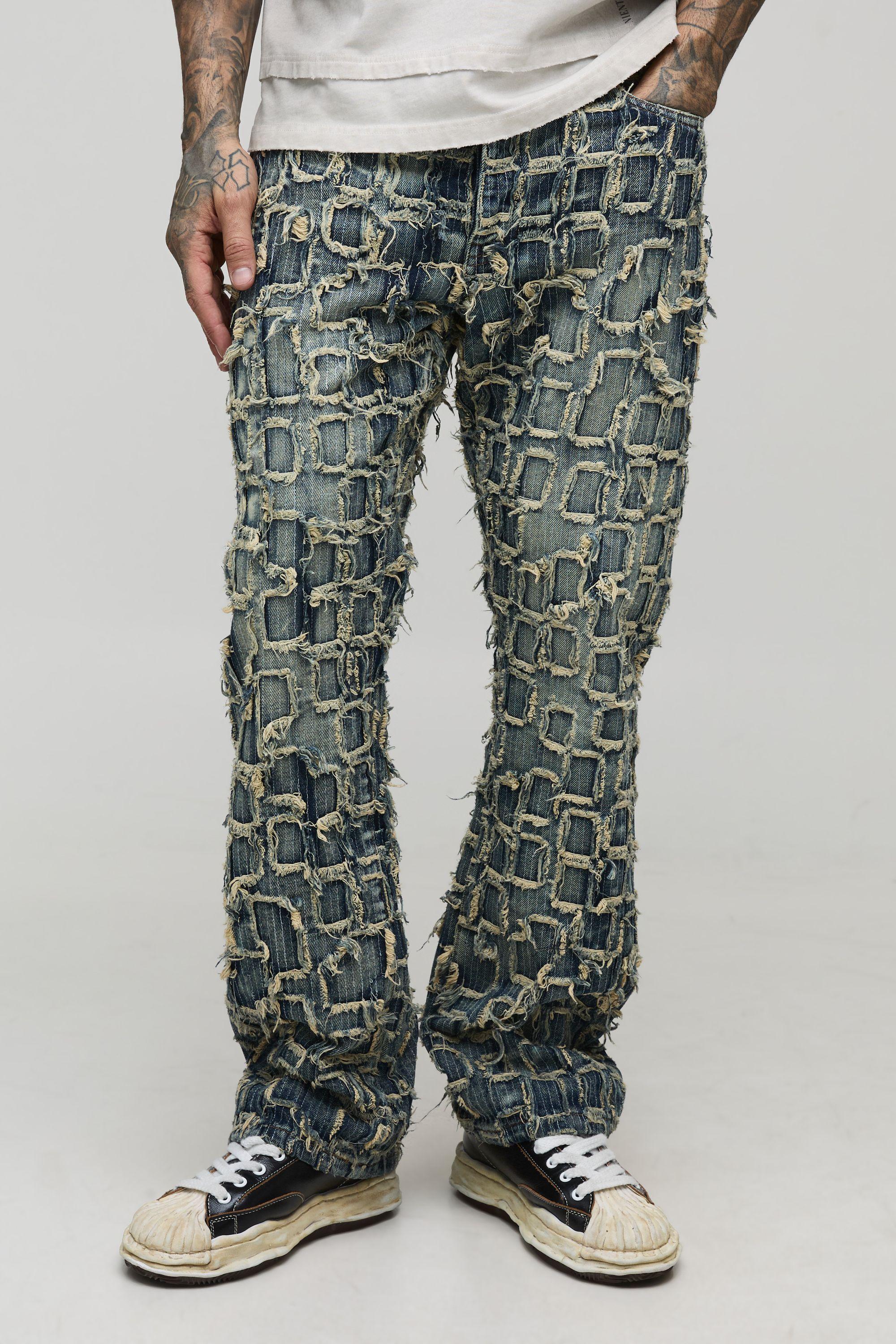 Tall Slim Flared Distressed Washed Jeans by BOOHOOMAN