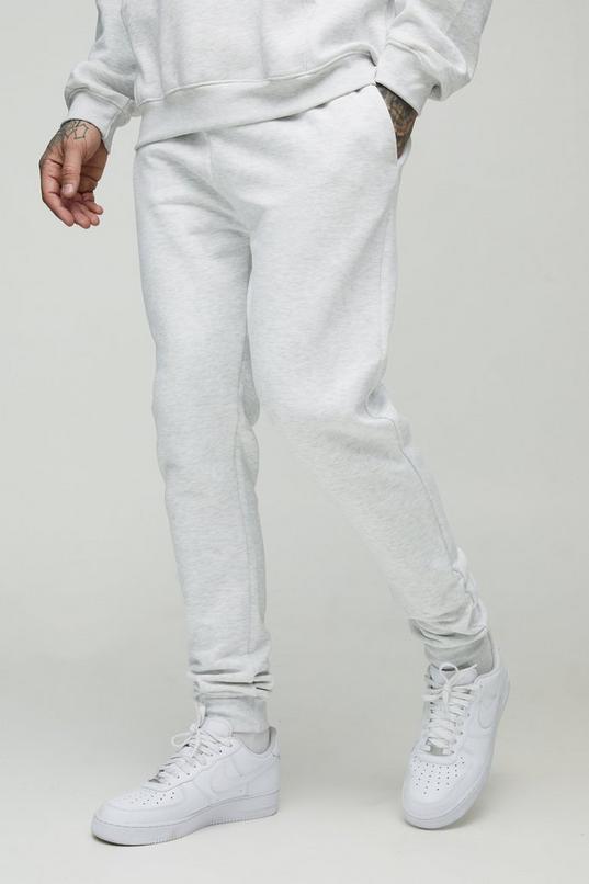 Tall Slim Leg Fit Joggers In Grey Marl by BOOHOOMAN