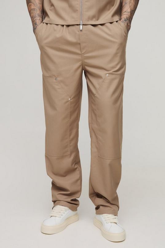 Tall Straight Leg Carpenter Detail Trousers by BOOHOOMAN