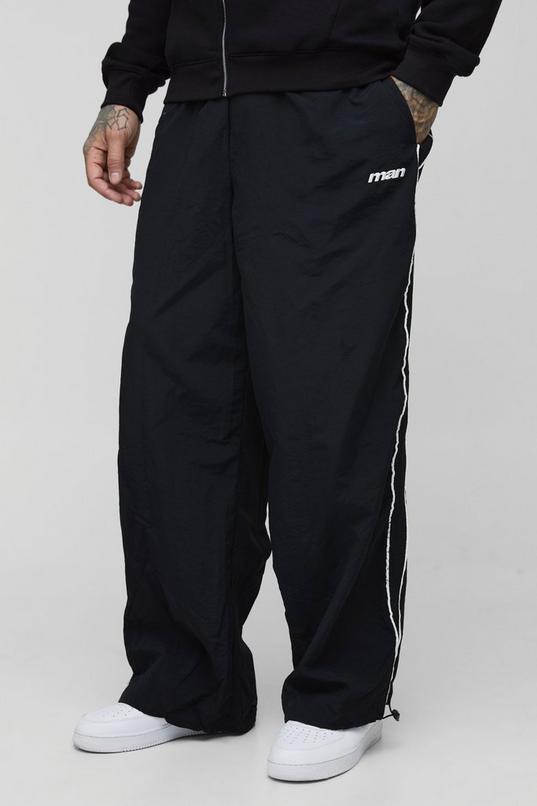Tall Stripe Embroidered Parachute Trousers by BOOHOOMAN