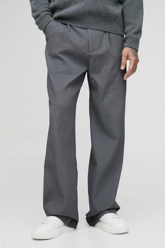 Tall Technical Pleated Relaxed Fit Trousers by BOOHOOMAN