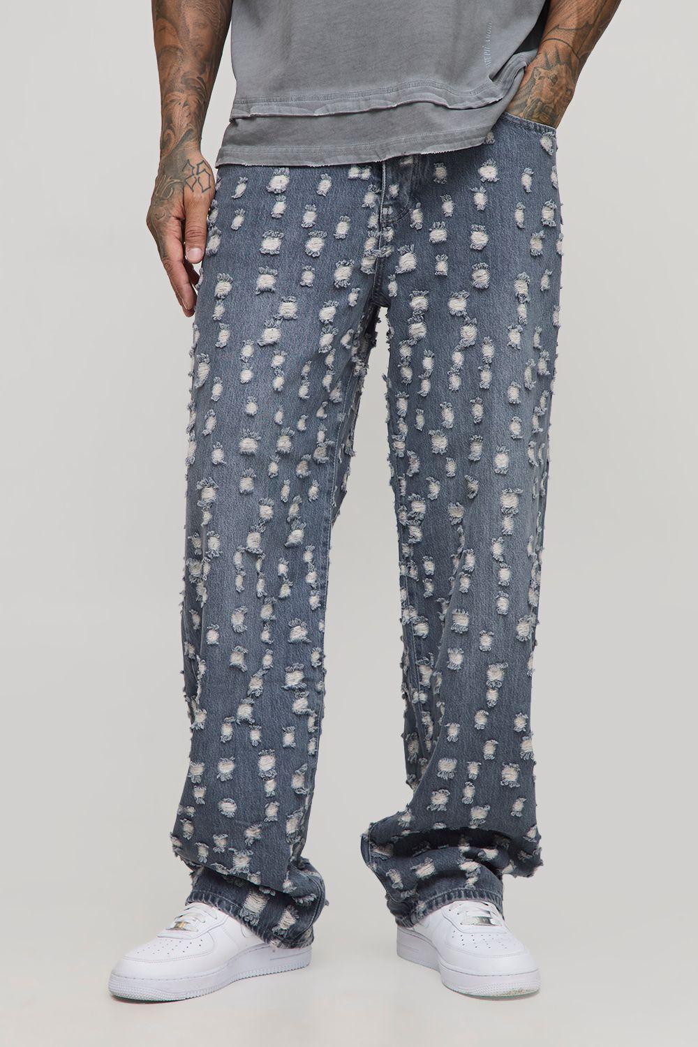 Tall Tinted Extreme Ripped Relaxed Fit Jeans by BOOHOOMAN