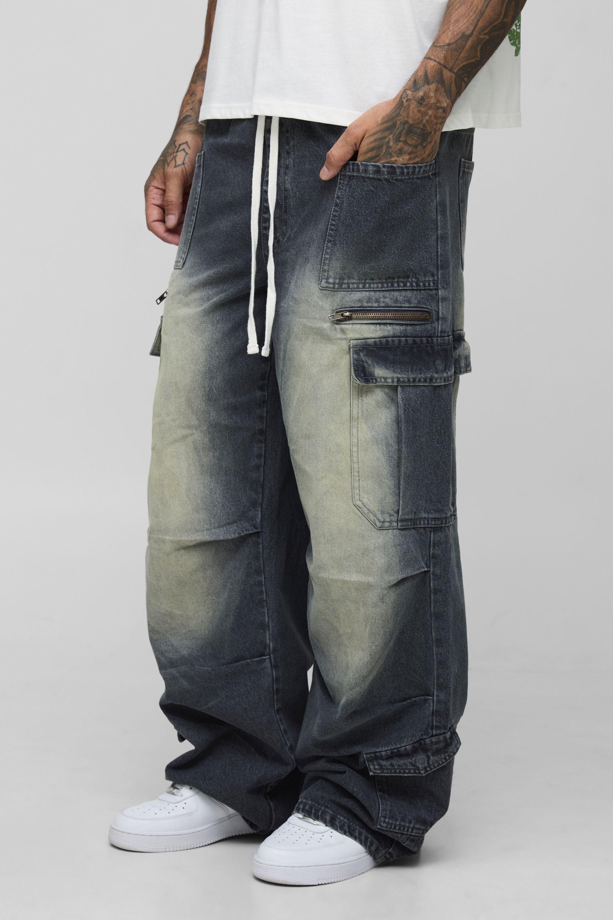 Tall Tinted Washed Baggy Fit Jeans by BOOHOOMAN