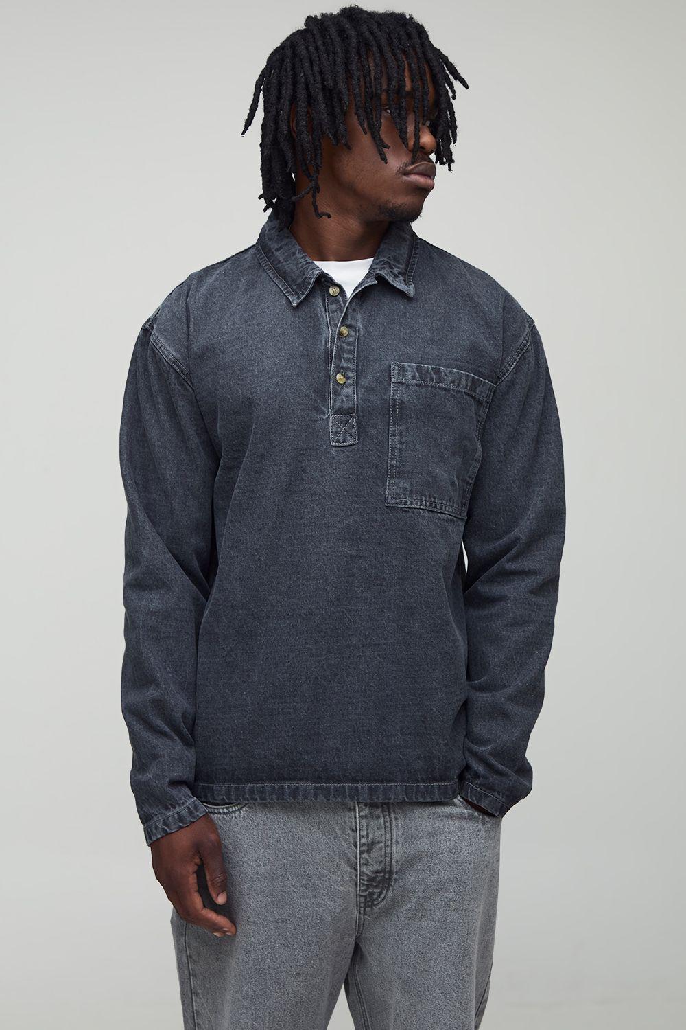 Tall Tinted Washed Oversized Rugby Shirt by BOOHOOMAN