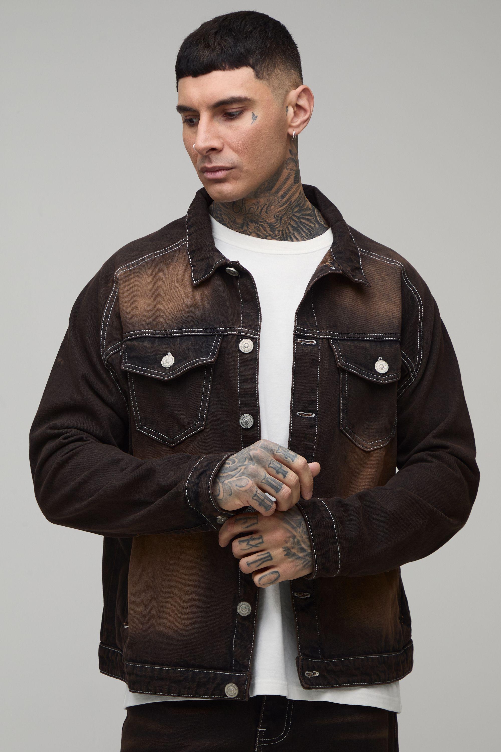 Tall Tinted Washed Regular Fit Denim Jacket by BOOHOOMAN