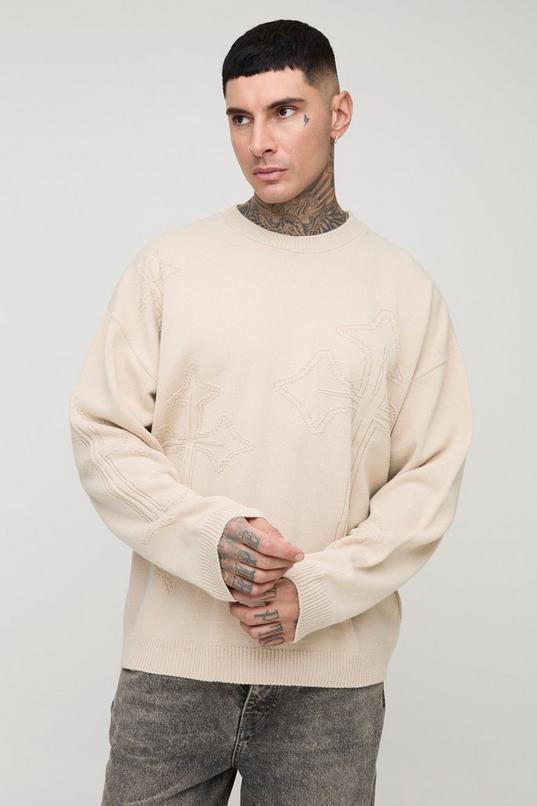 Tall Tonal Gothic Cross Boxy Oversized Jumper by BOOHOOMAN