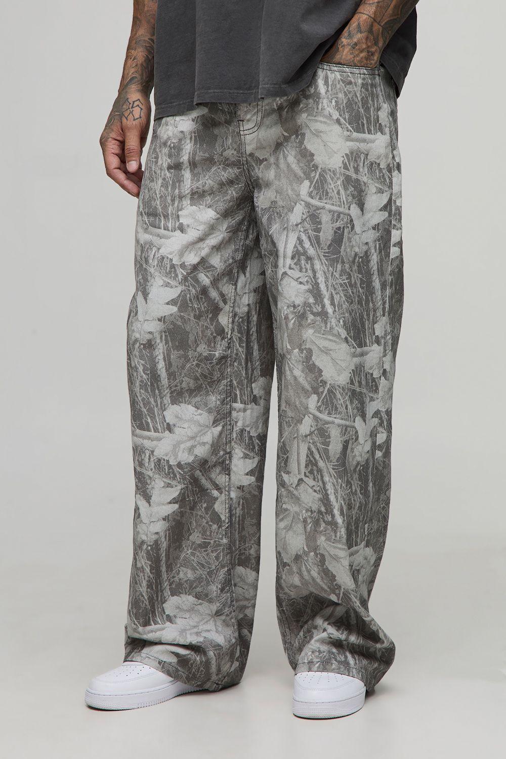 Tall Washed Camo Baggy Fit Jeans by BOOHOOMAN