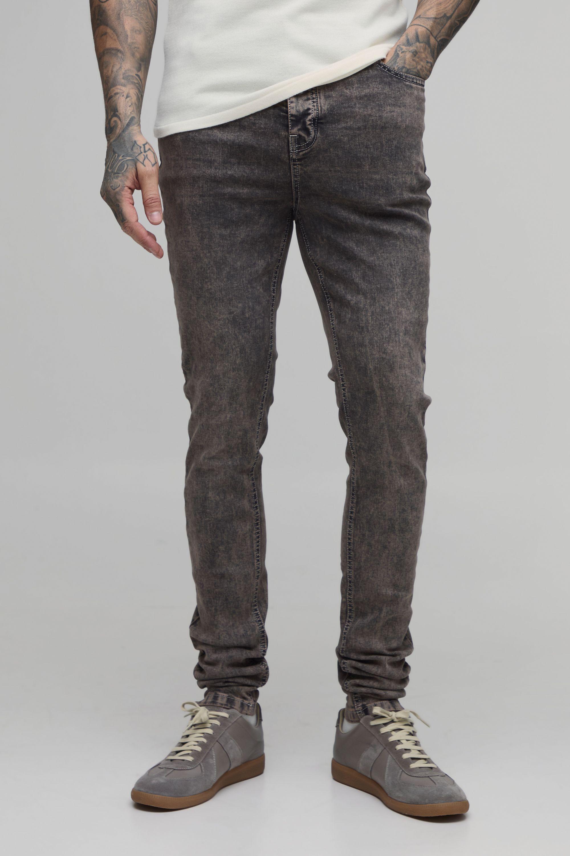 Tall Washed Stacked Stretch Skinny Fit Jeans by BOOHOOMAN