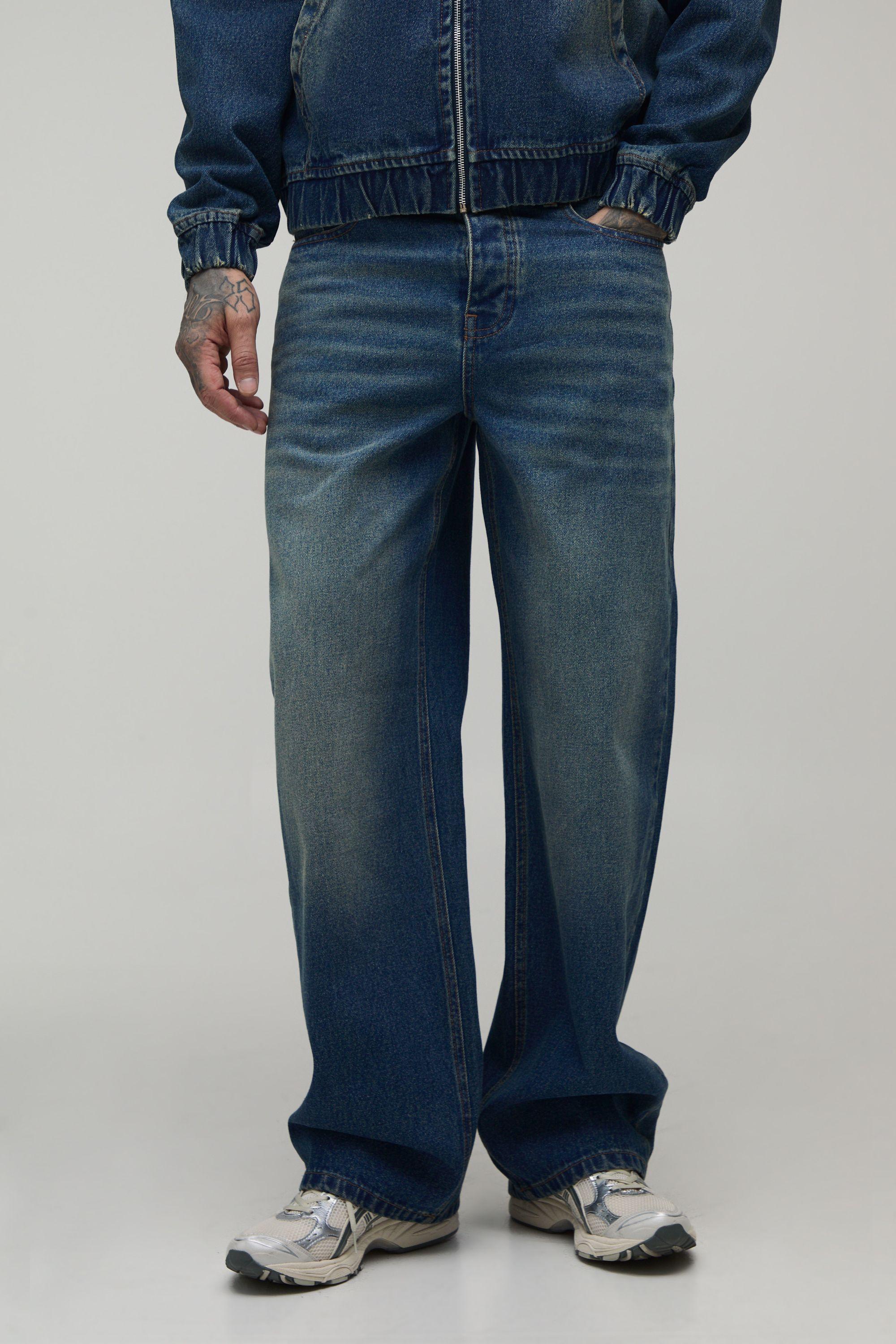 Tall Washed Studded Pocket Relaxed Fit Jeans by BOOHOOMAN