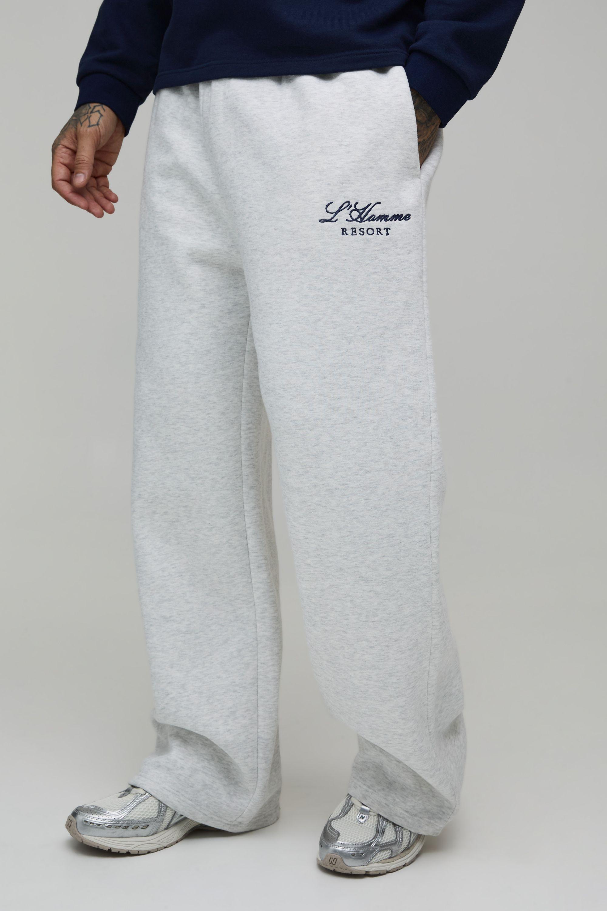 Tall Wide Leg Embroidered Homme Joggers by BOOHOOMAN