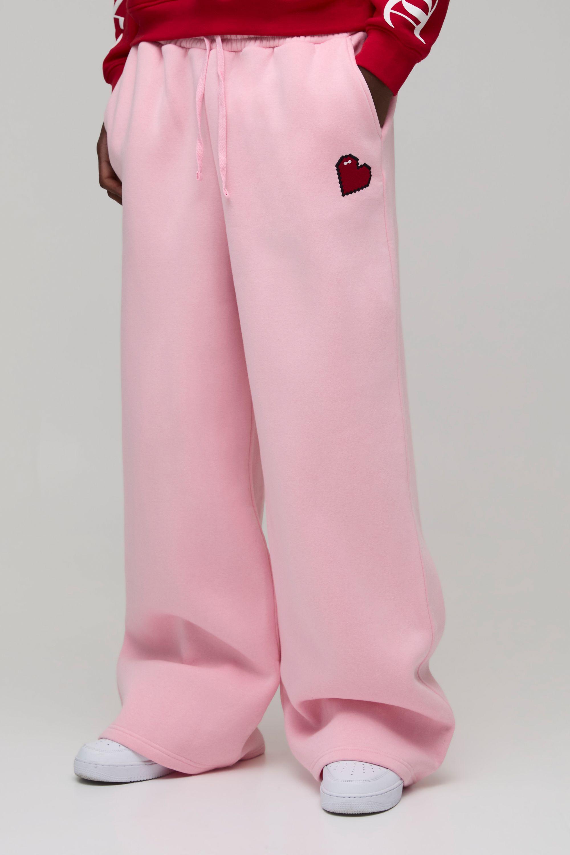 Tall Wide Leg Heart Printed Jogger by BOOHOOMAN