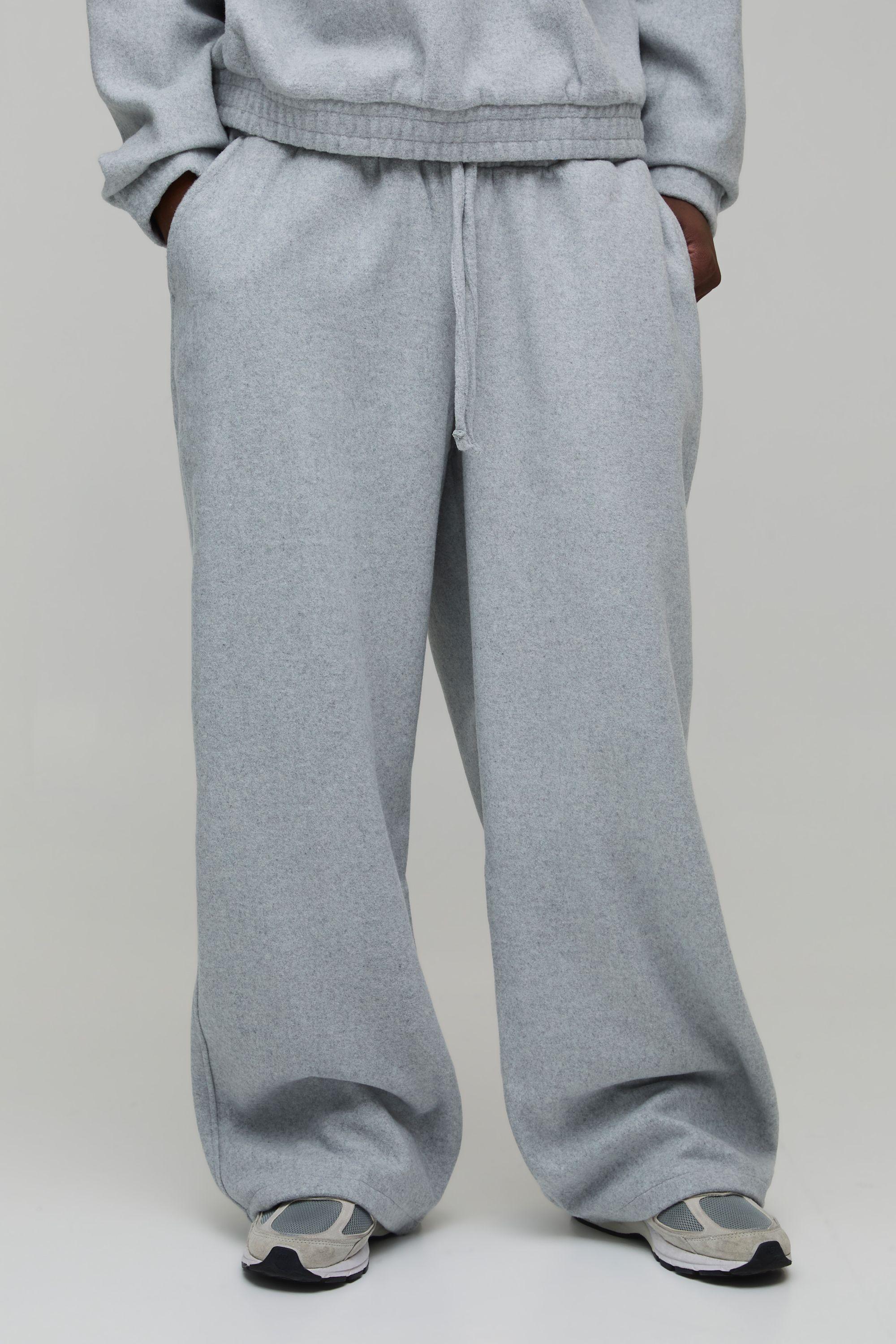 Tall Wide Leg Melton Seam Detail with Extended Drawcords Jogger by BOOHOOMAN