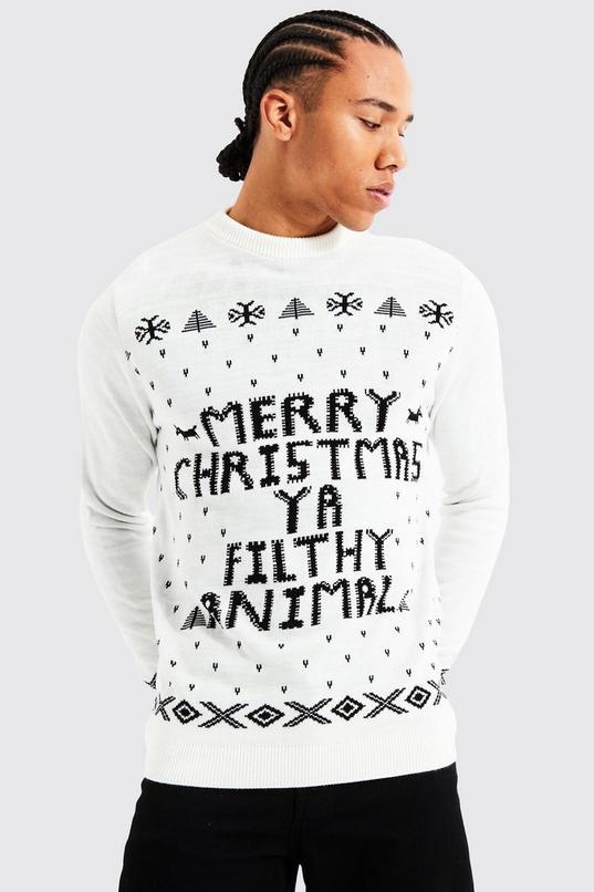 Tall Ya Filthy Animal Christmas Jumper by BOOHOOMAN