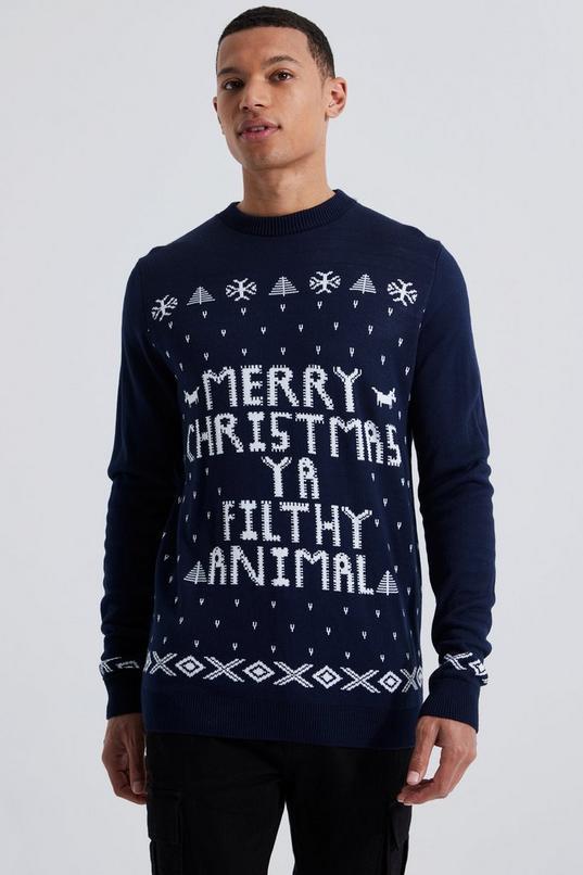Tall Ya Filthy Animal Christmas Jumper by BOOHOOMAN