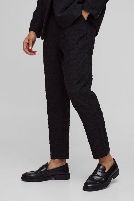 Tapered Fit Jacquard Textured Suit Trouser by BOOHOOMAN