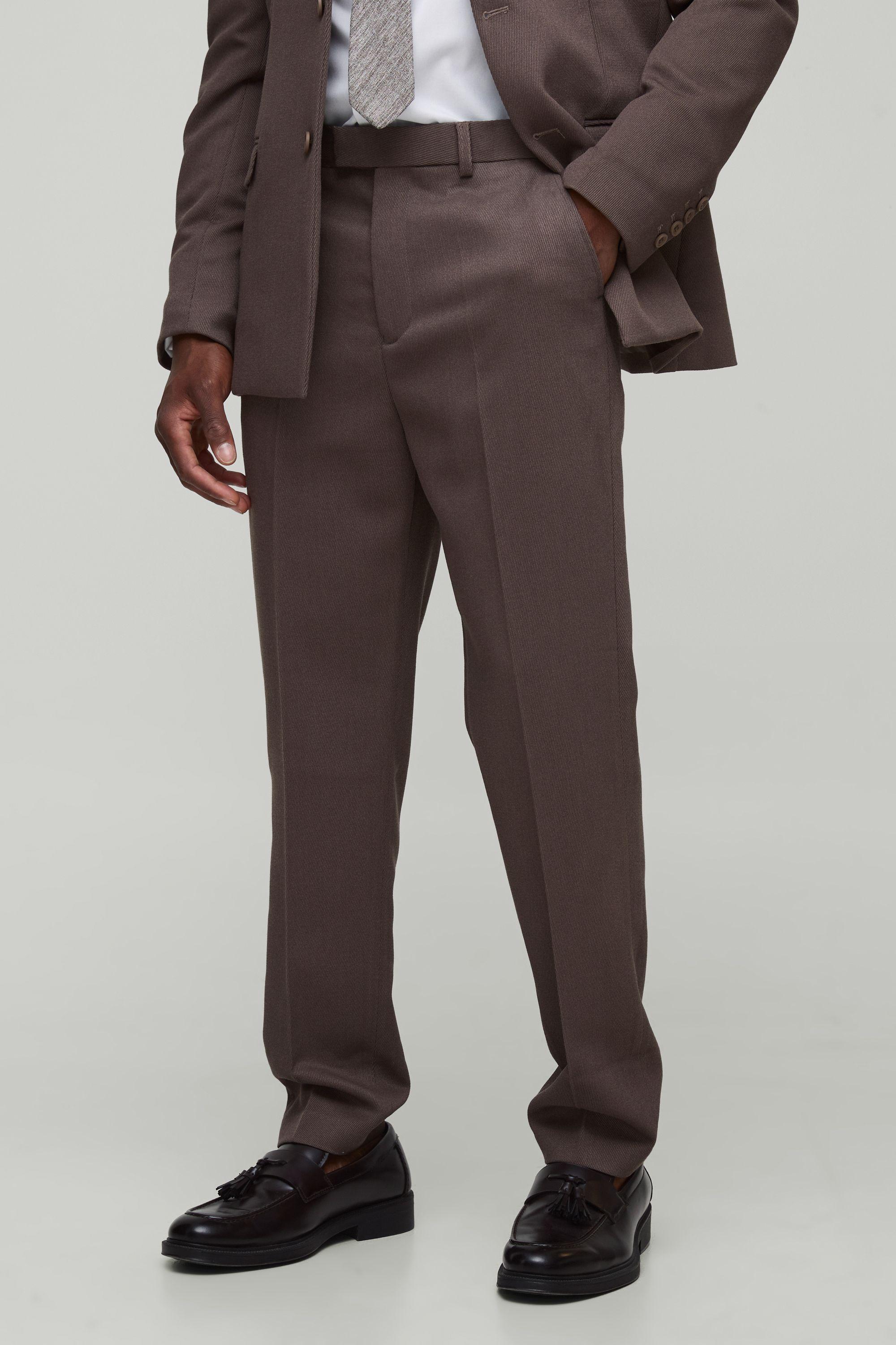 Tapered Fit Ribbed Twill Fixed Waist Trouser by BOOHOOMAN