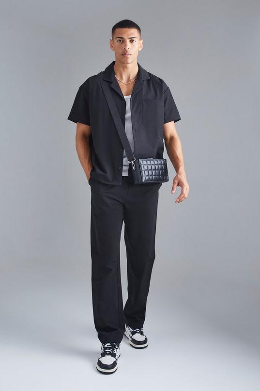 Technical Stretch Boxy Shirt & Trouser Set by BOOHOOMAN