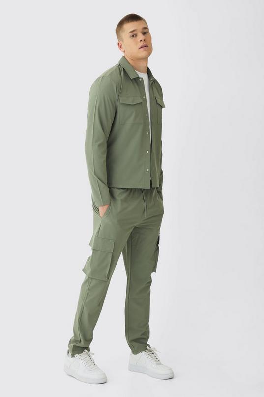 Technical Stretch Cargo Shirt & Trouser Set by BOOHOOMAN