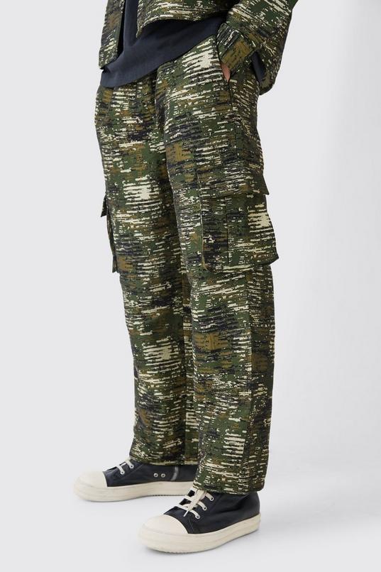 Textured Camo Relaxed Cargo Trouser by BOOHOOMAN