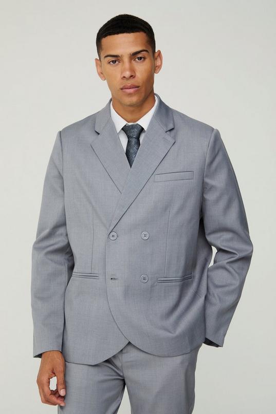 Textured Double Breasted Suit Jacket by BOOHOOMAN