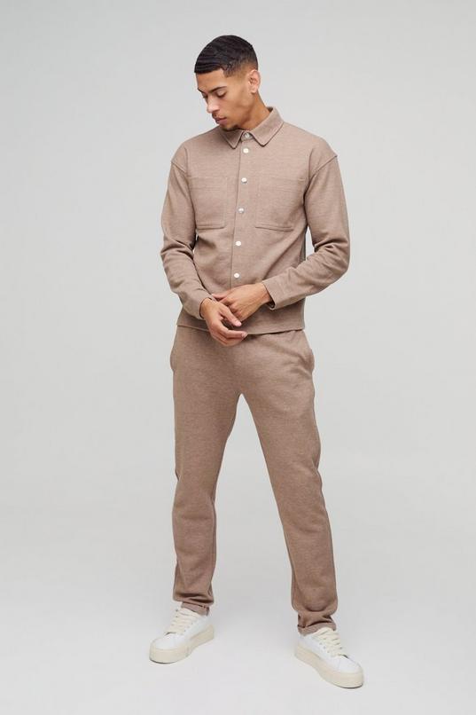 Textured Overshirt & Tapered Trouser Set by BOOHOOMAN