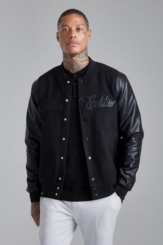 Tonal Limited Edition Melton Bomber Jacket by BOOHOOMAN