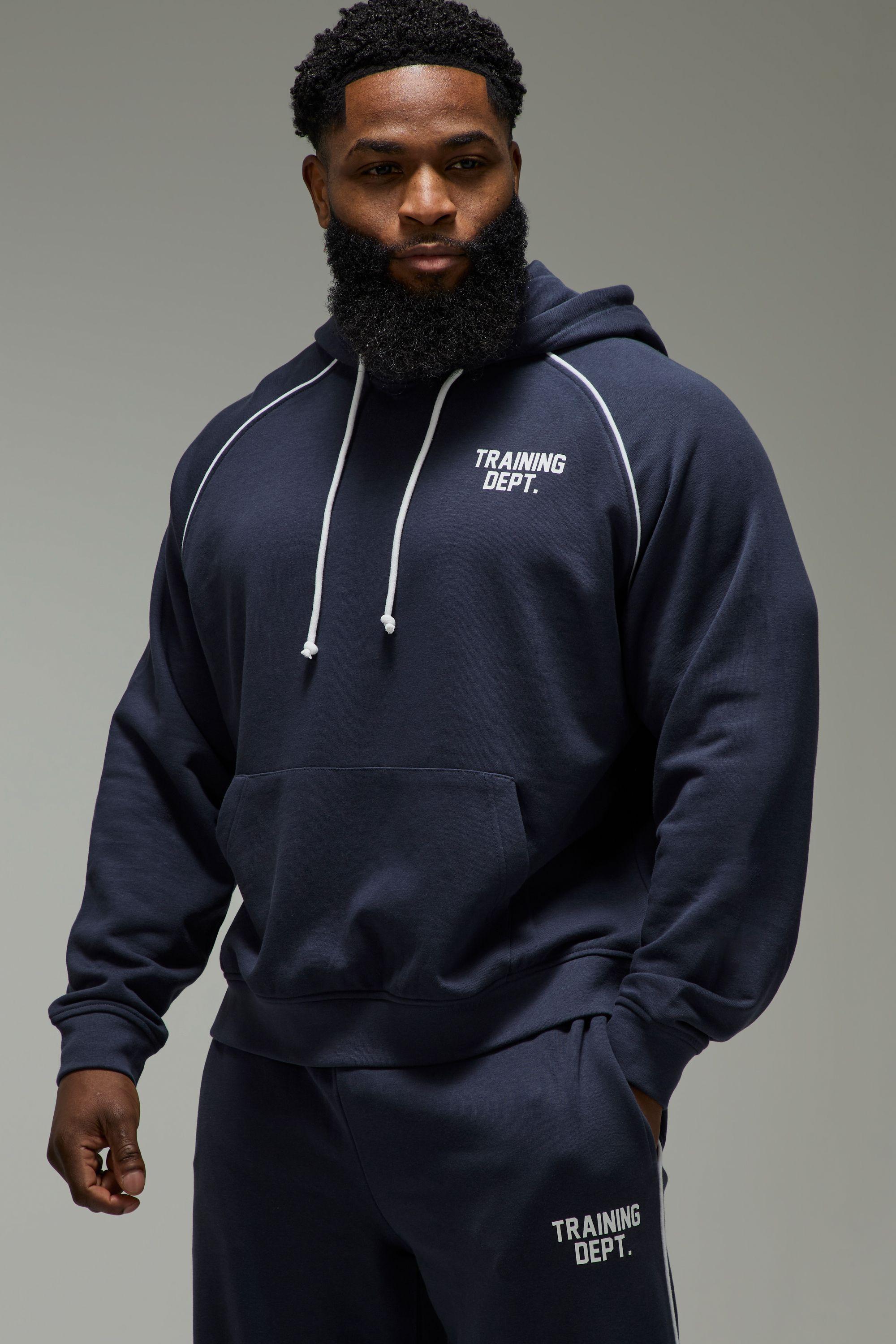 Training Dept Oversized Boxy Piping Hoodie by BOOHOOMAN