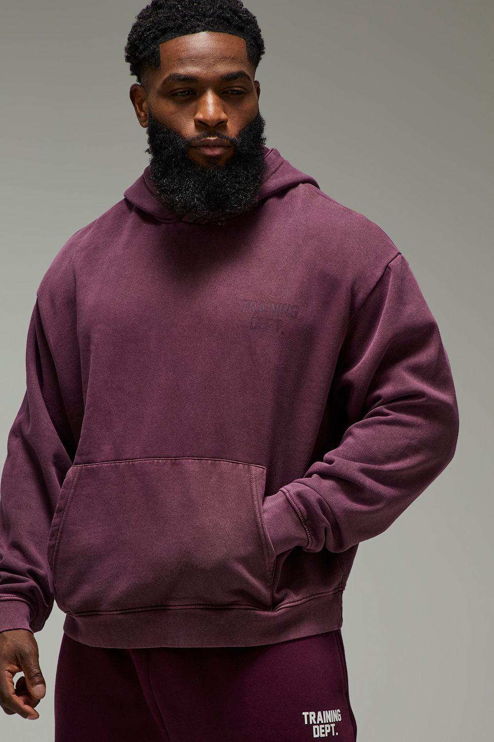 Training Dept Oversized Boxy Washed Hoodie by BOOHOOMAN