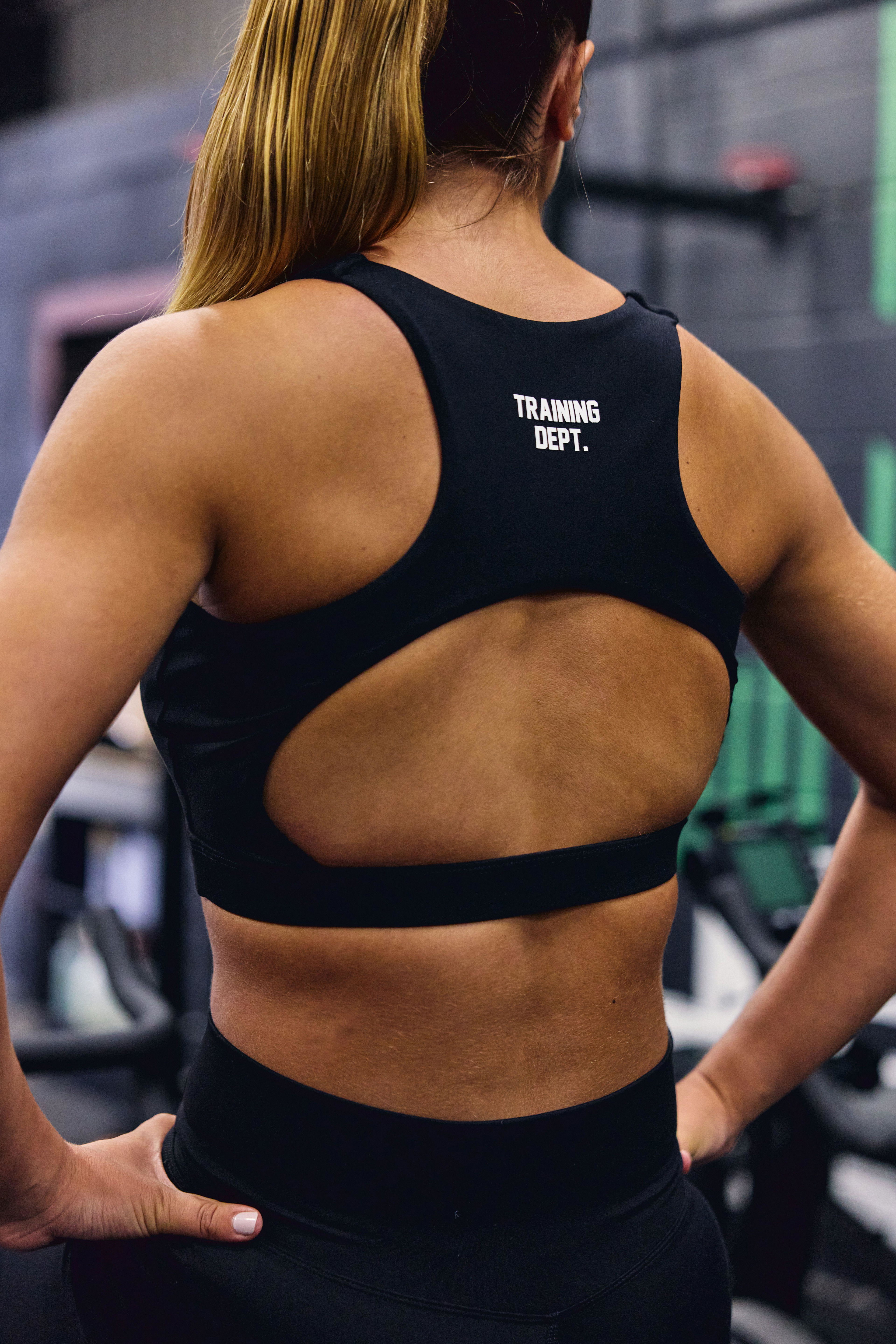 Training Dept Sculpt Open Back Sports Bra by BOOHOOMAN