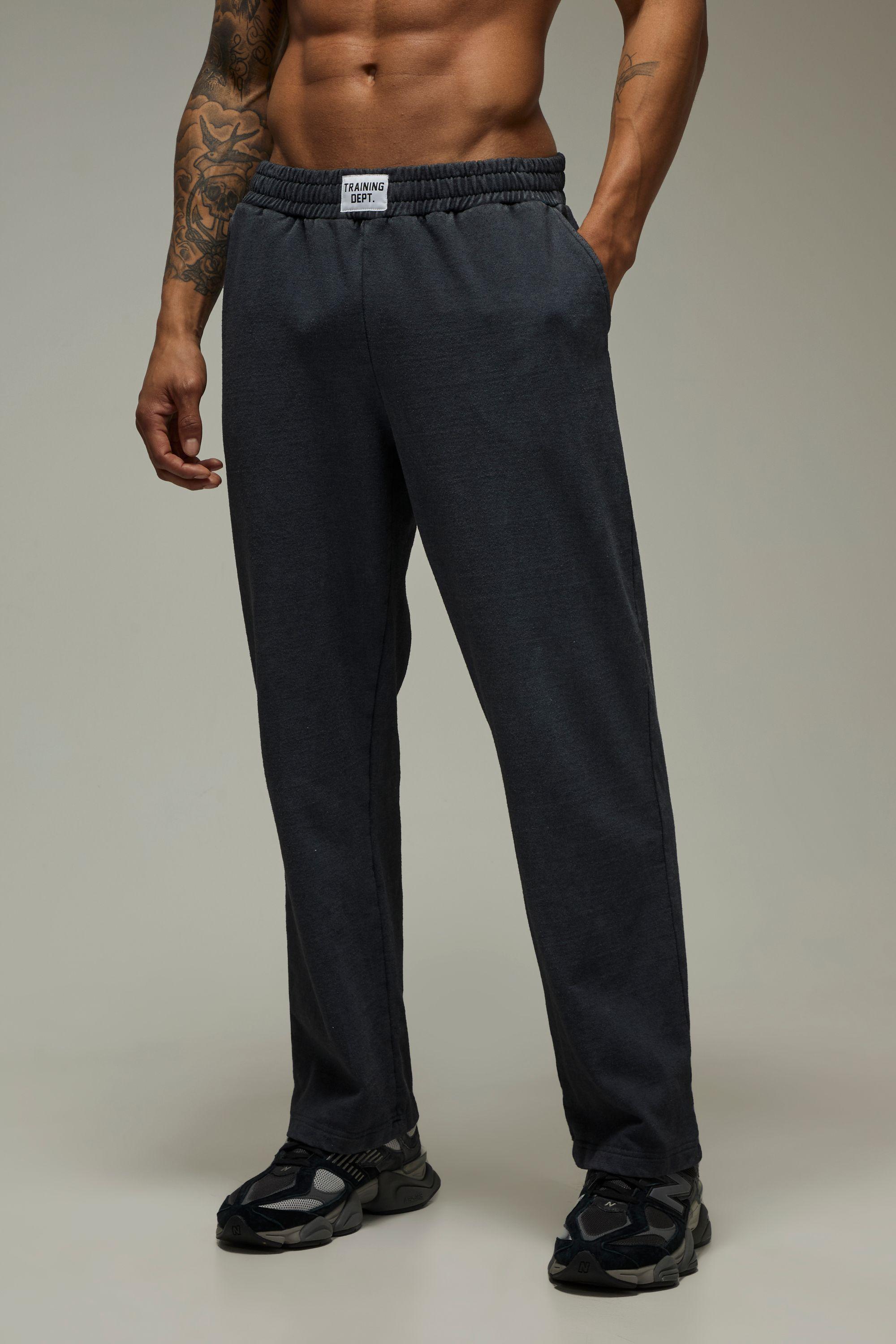 Training Dept Straight Leg Washed Loopback Jogger by BOOHOOMAN