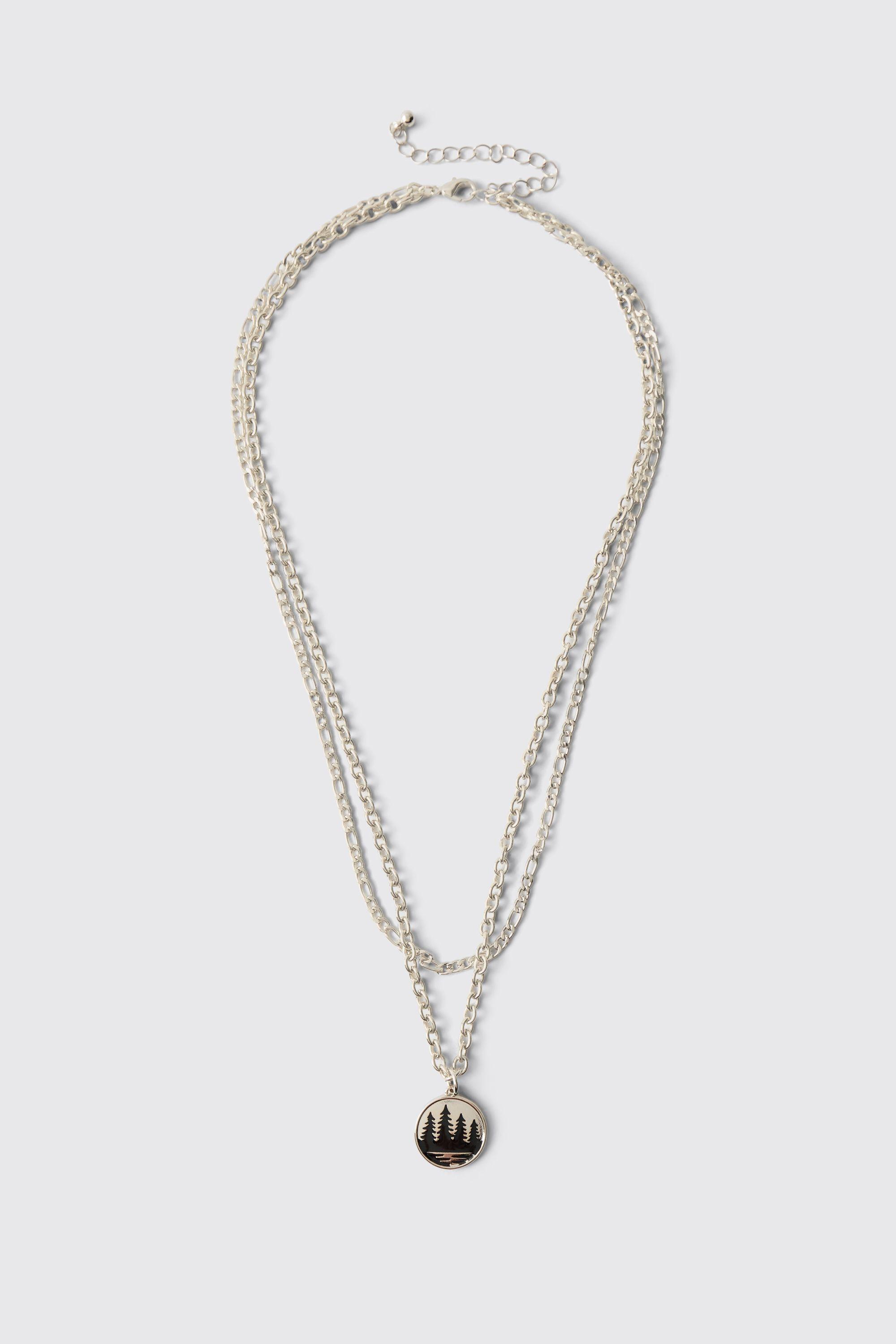 Tree Pendant Layered Necklace by BOOHOOMAN