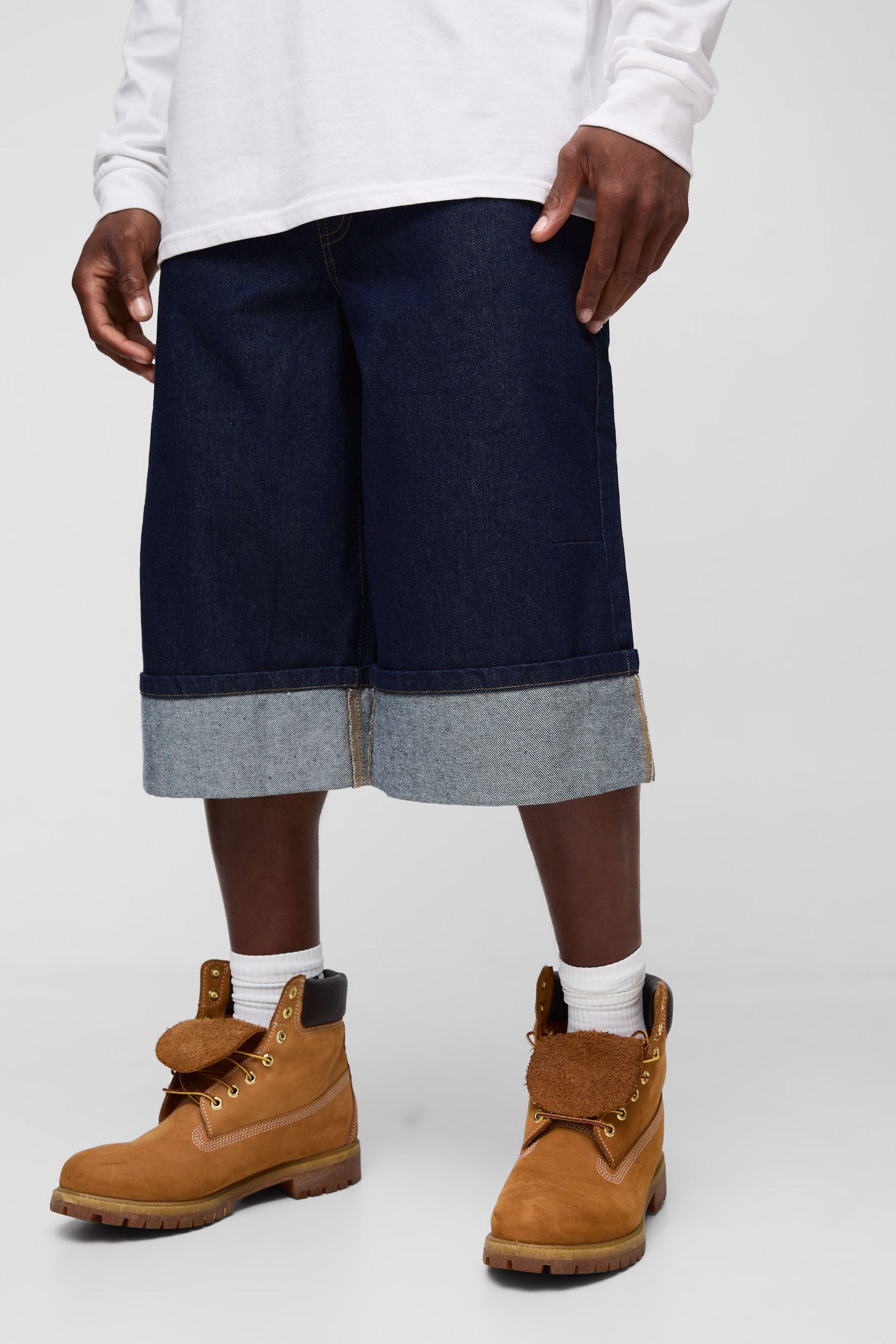 Turn Up Parachute Denim Jorts by BOOHOOMAN