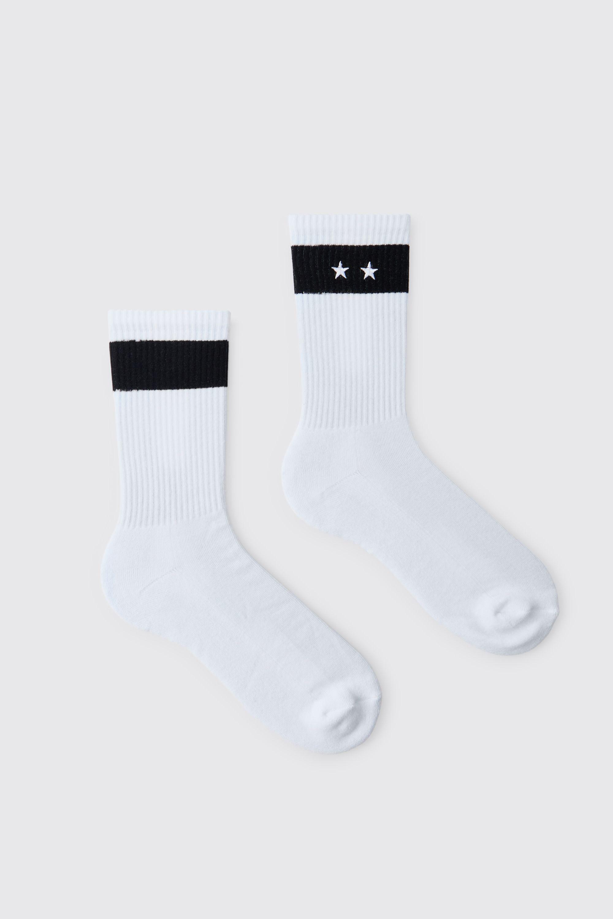 Twin Star Embroidered Socks by BOOHOOMAN