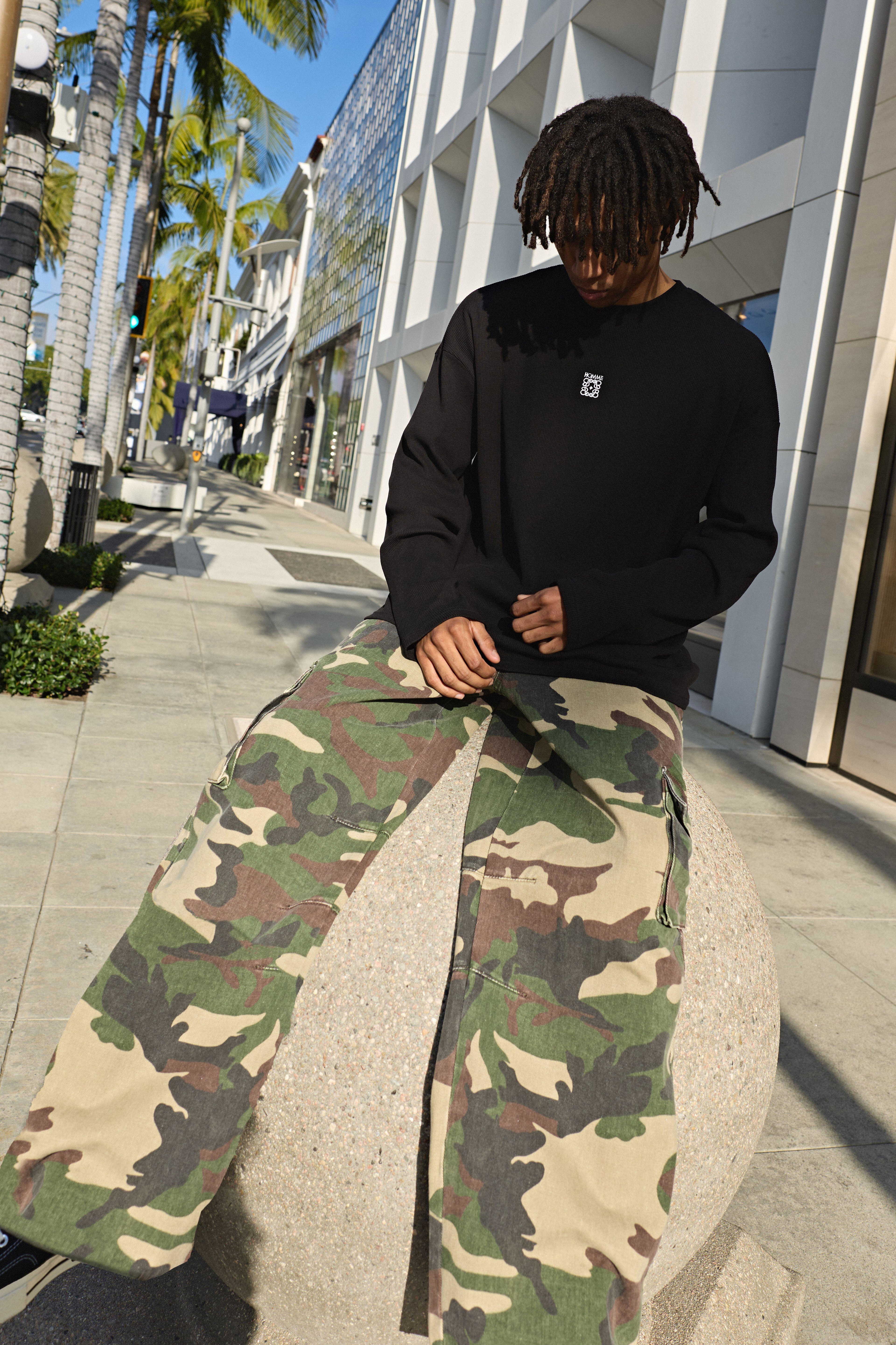 Washed Camo Baggy Cargo Jeans by BOOHOOMAN