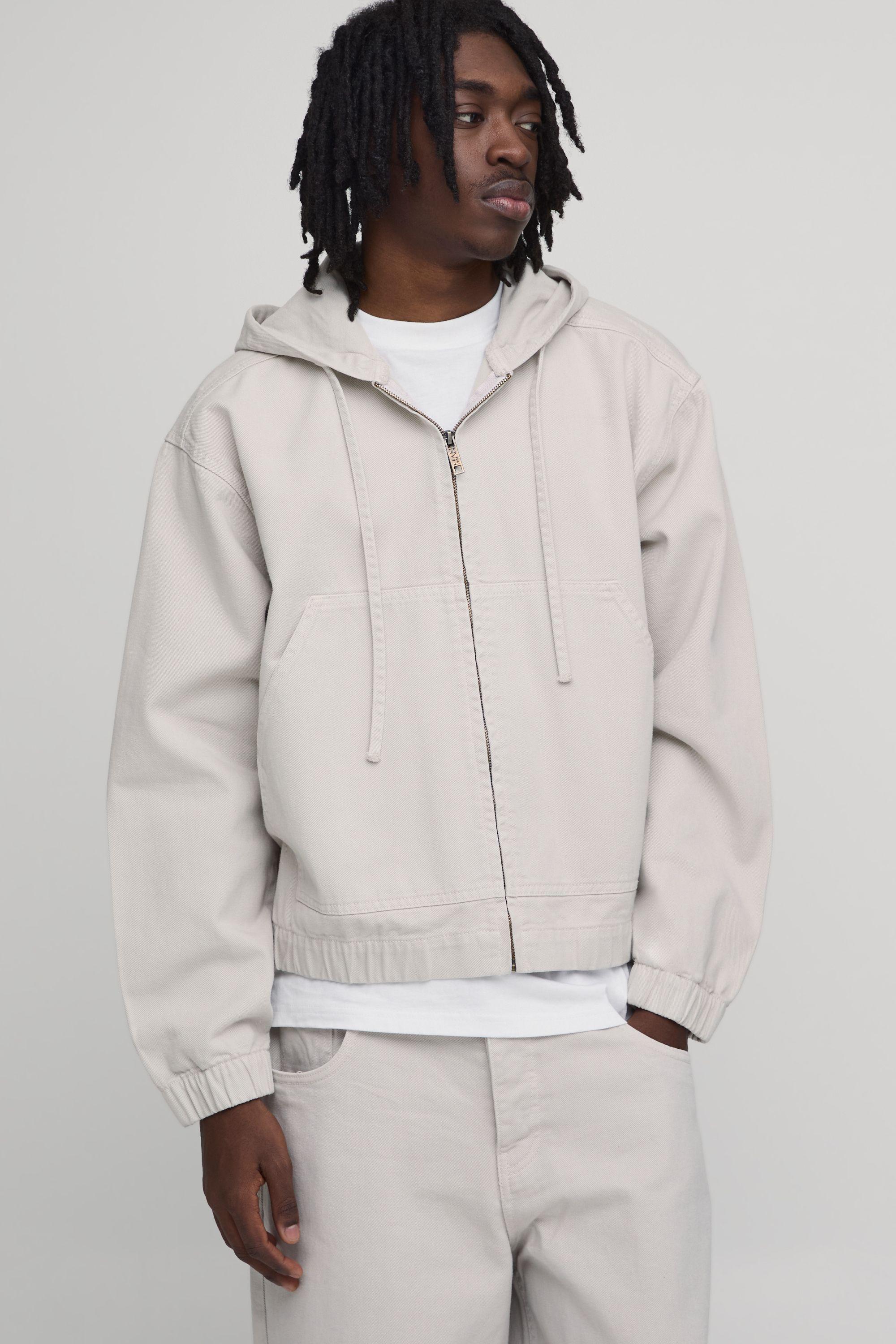 Washed Zip Through Co-Ord Denim Hoodie by BOOHOOMAN