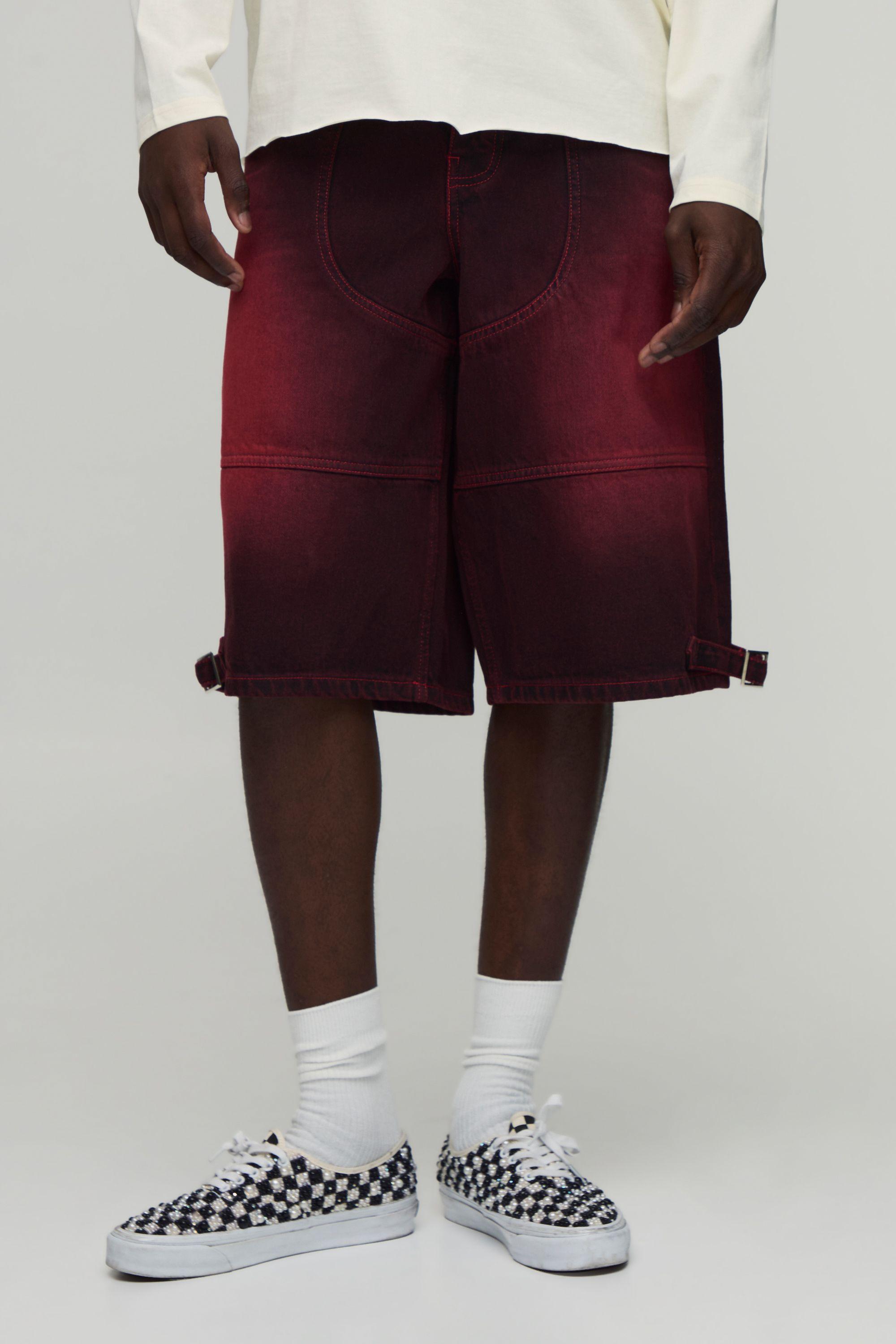 Western Seam Detail Overdye Denim Jorts by BOOHOOMAN