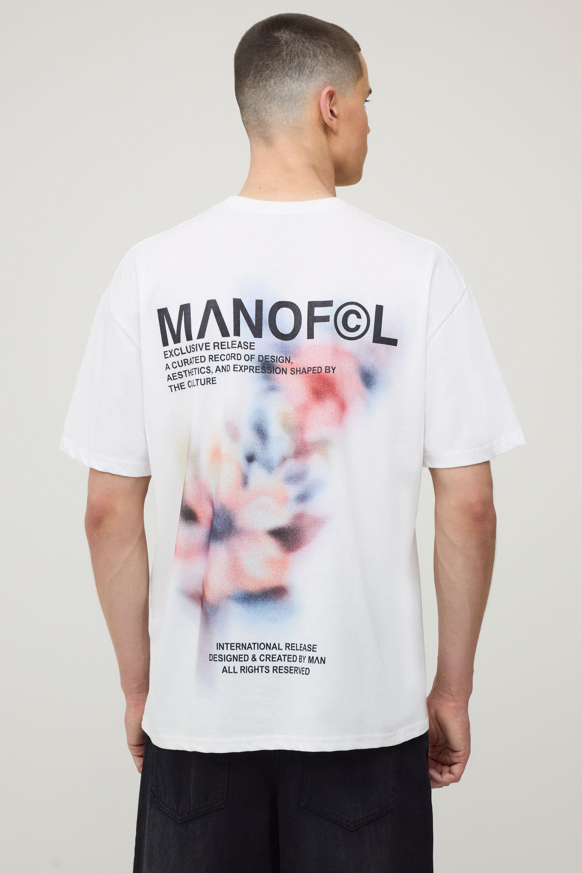 White Oversized Blurred Floral Print T-Shirt by BOOHOOMAN