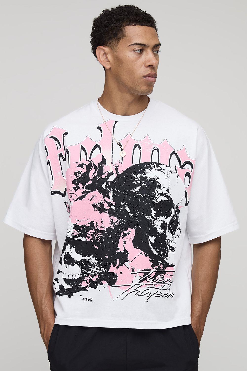 White Oversized Boxy Heavyweight Eye Printed T-Shirt by BOOHOOMAN