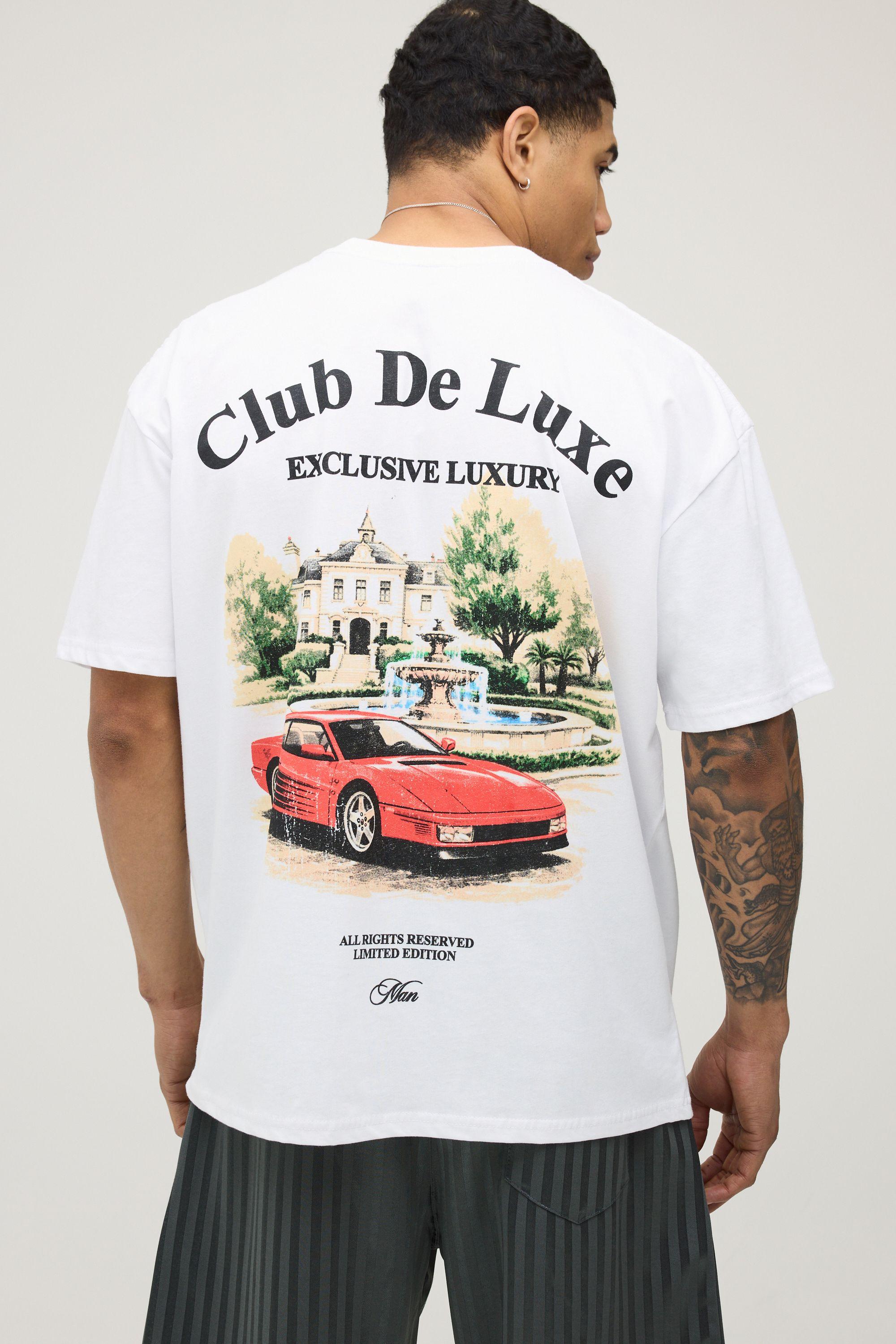 White Oversized Club De Luxe Print T-Shirt by BOOHOOMAN