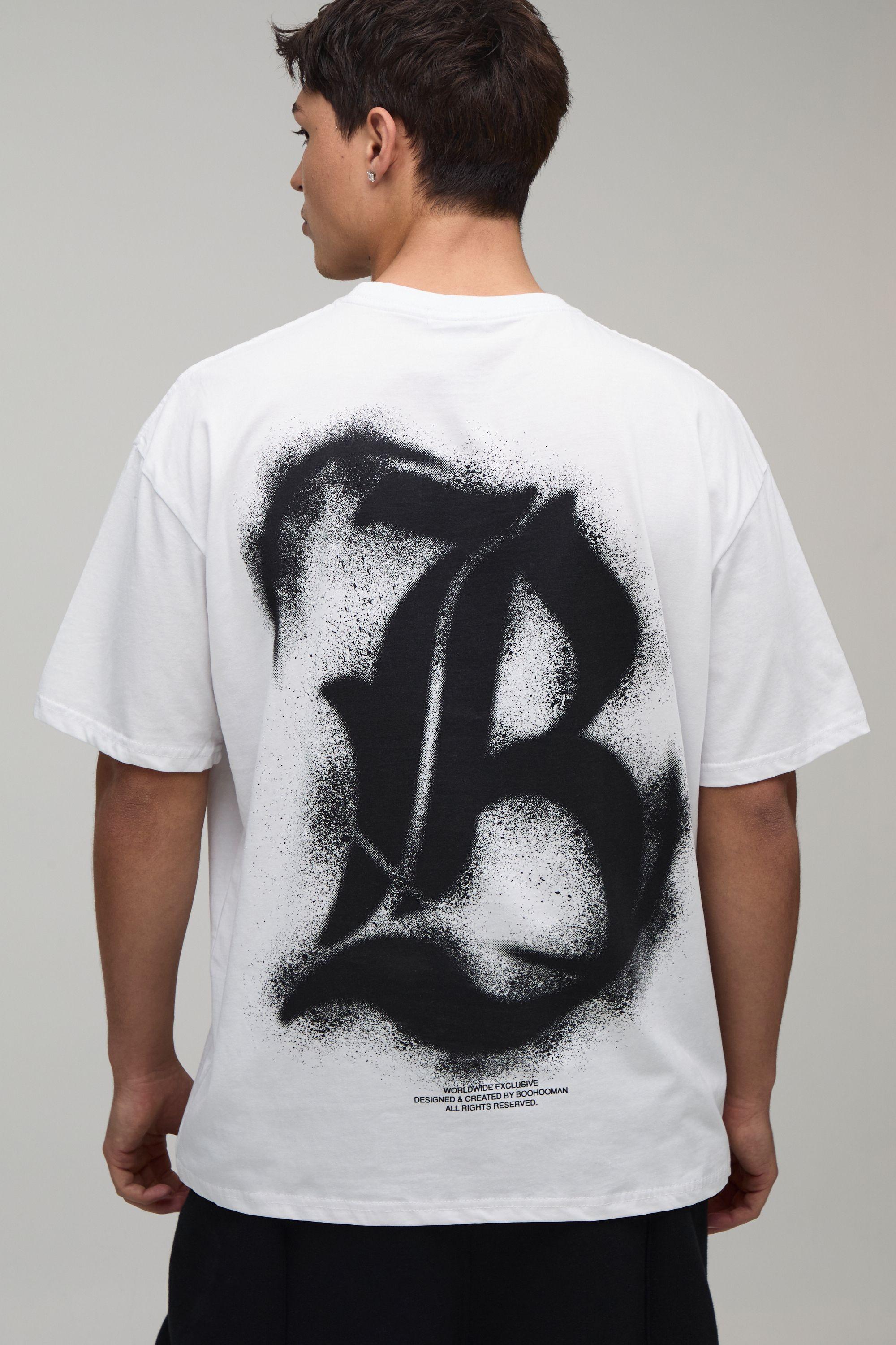 White Oversized Graffiti Print T-Shirt by BOOHOOMAN