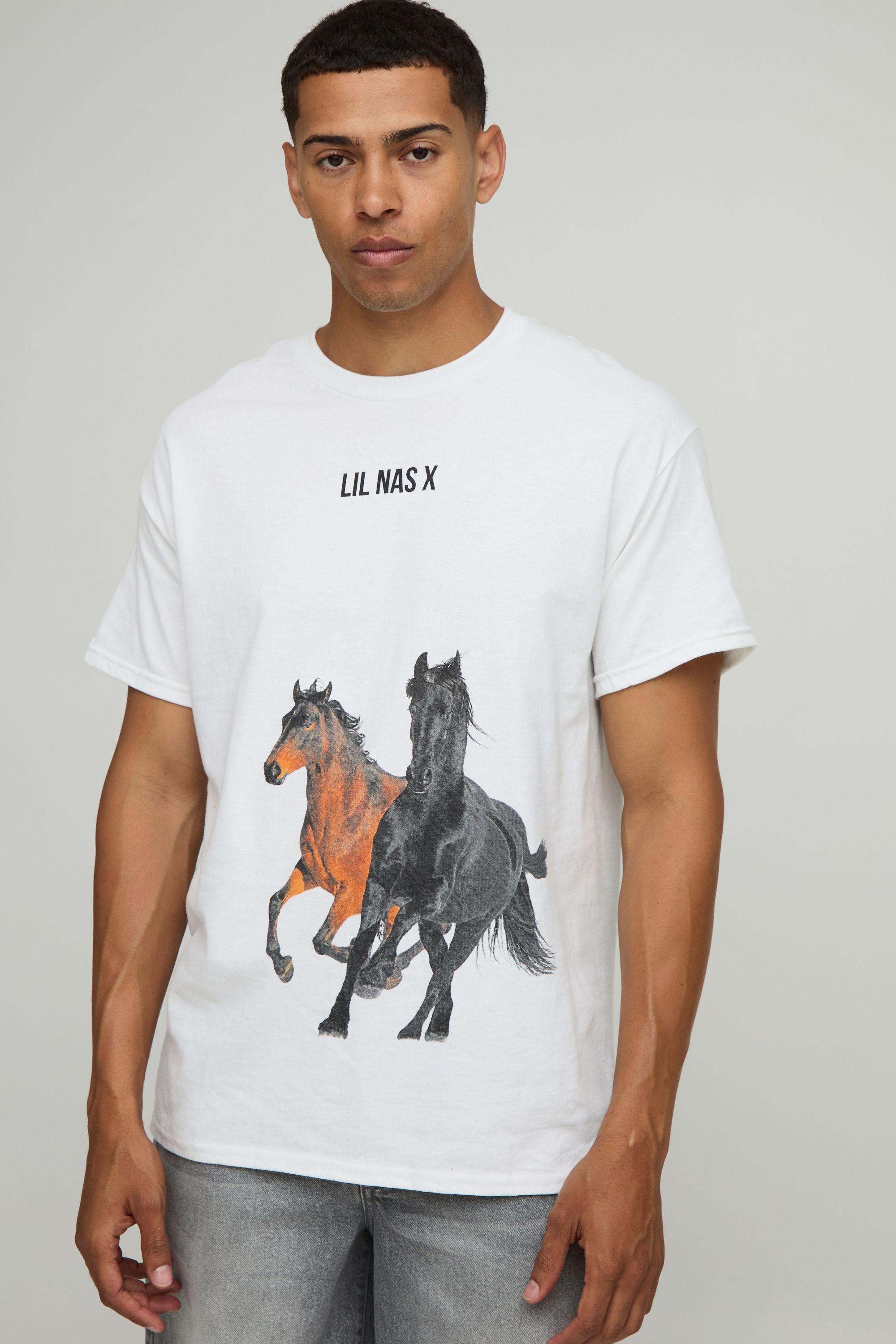White Oversized Lil Nas X License T-Shirt by BOOHOOMAN