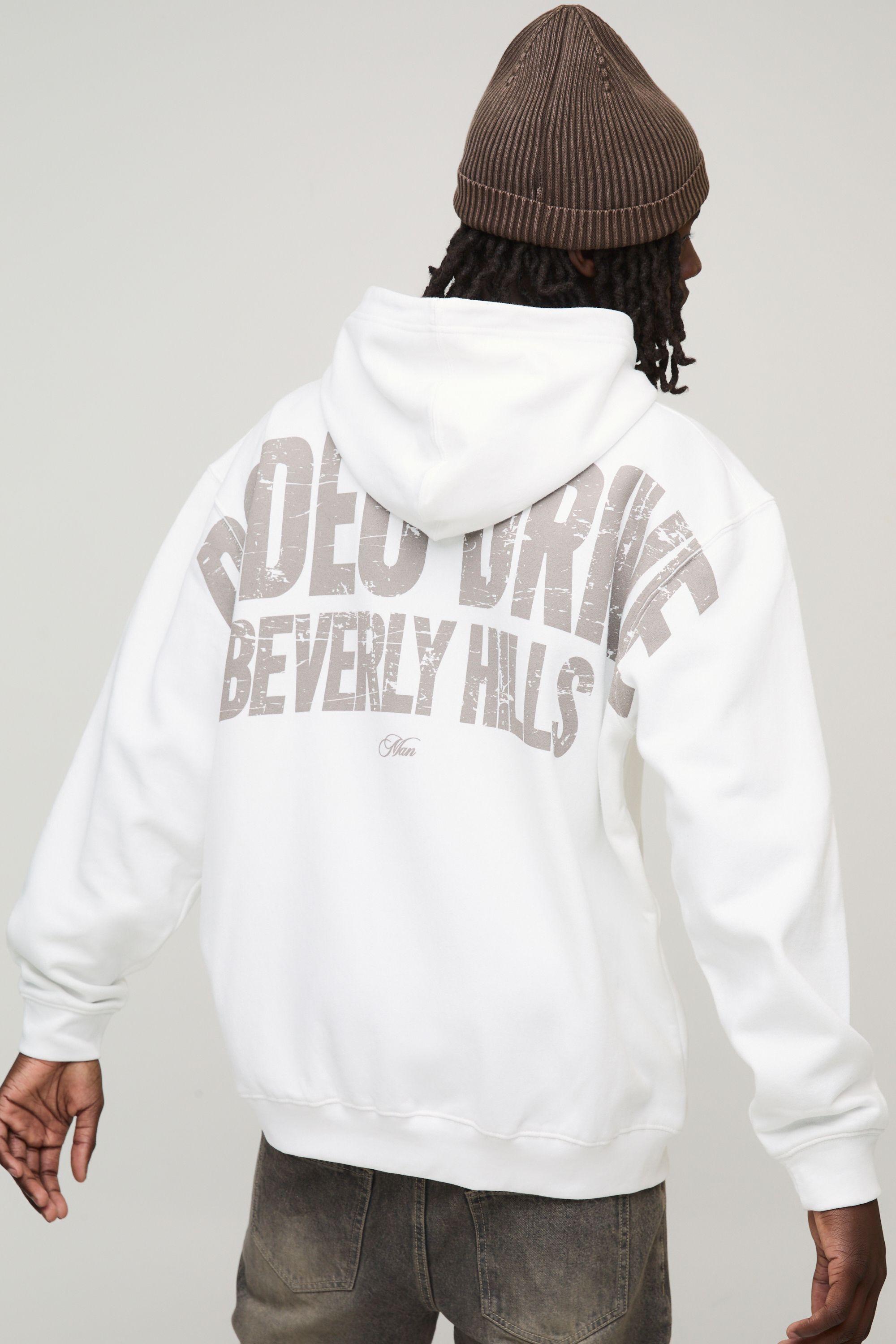 White Oversized Rodeo Over The Seams Print Hoodie by BOOHOOMAN