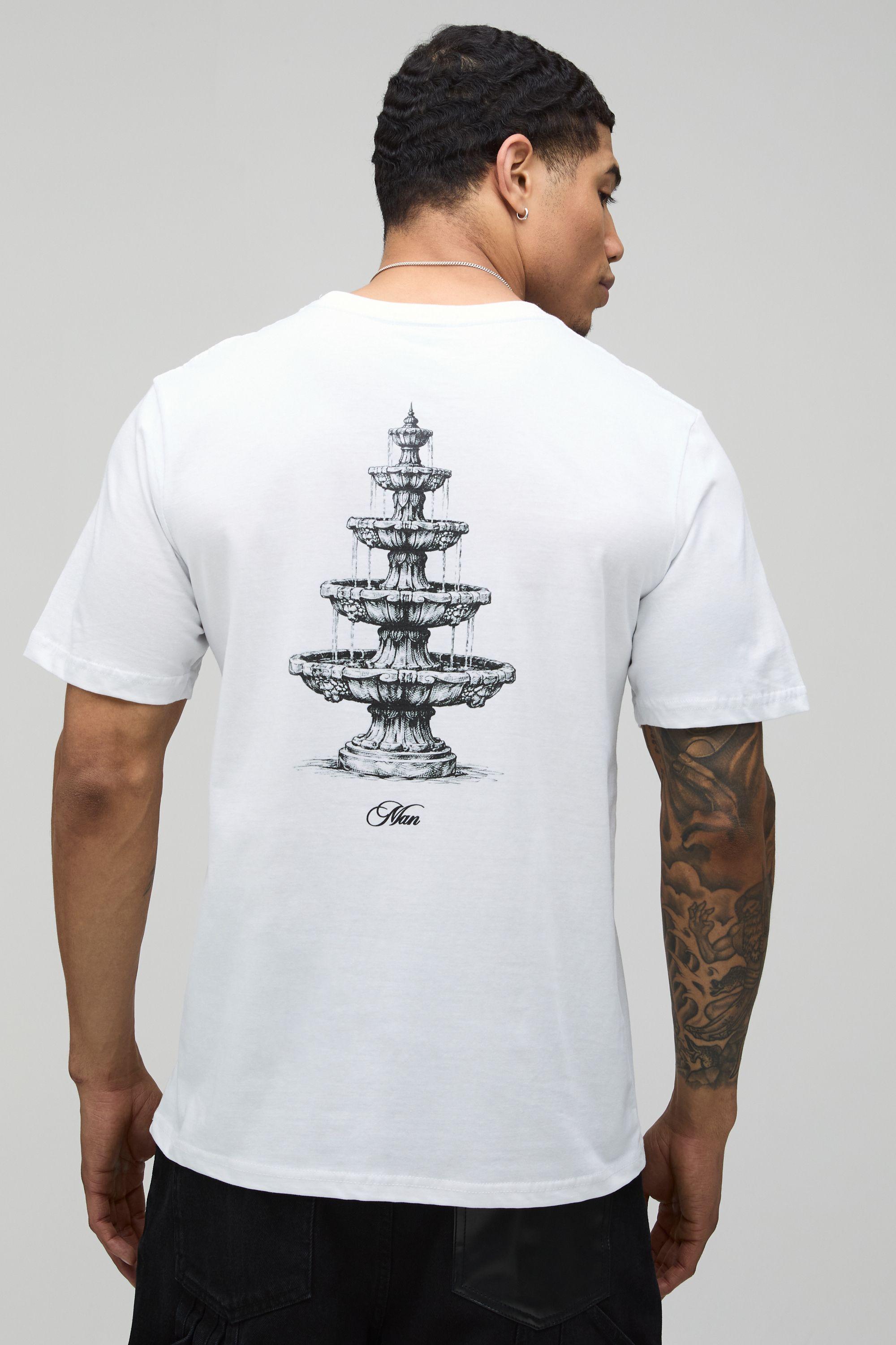 White Regular Spine Placement Print T-Shirt by BOOHOOMAN